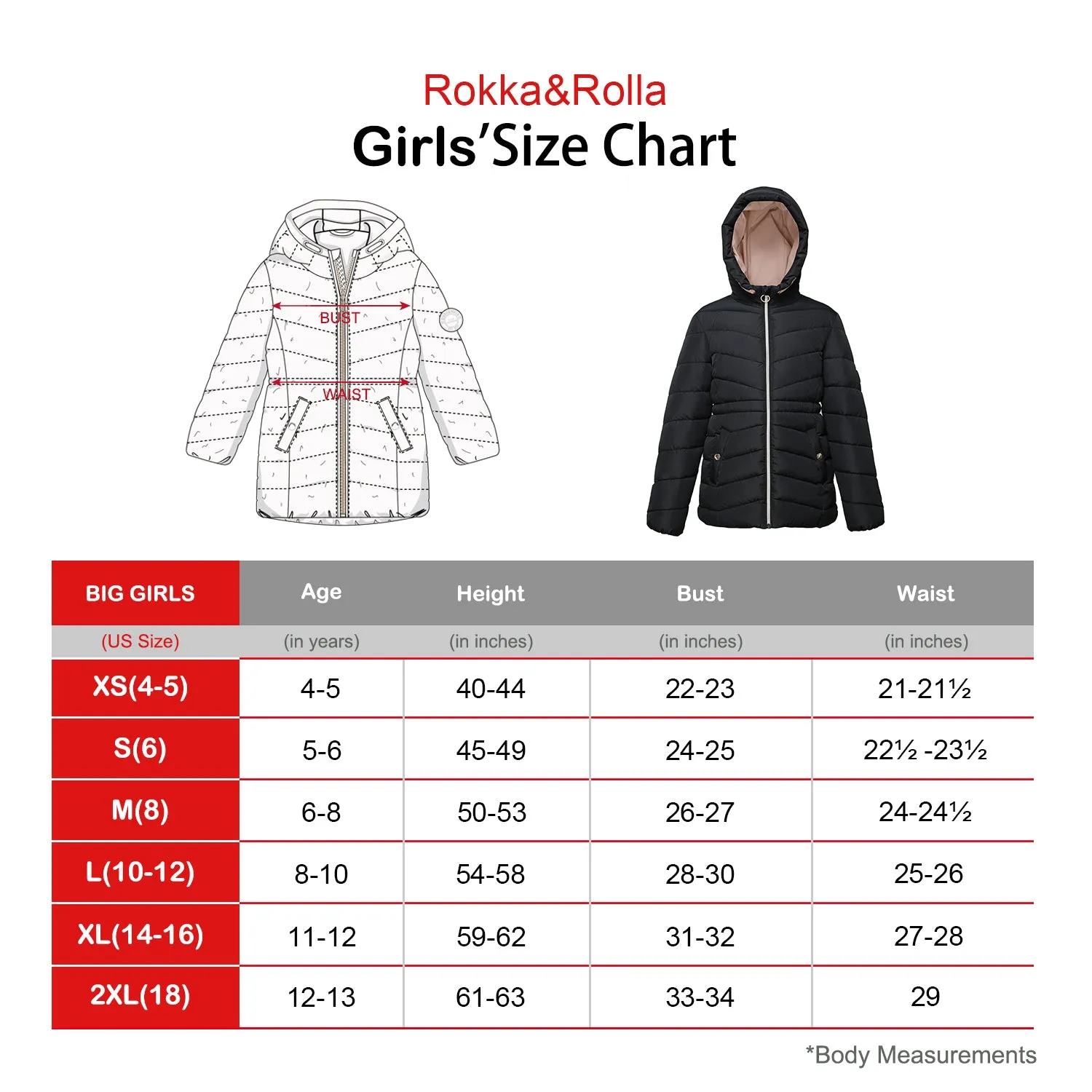 Girls' Jacket Lightweight Long Puffer Jacket