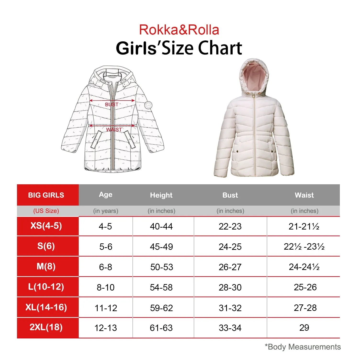 Girls' Jacket Lightweight Long Puffer Jacket