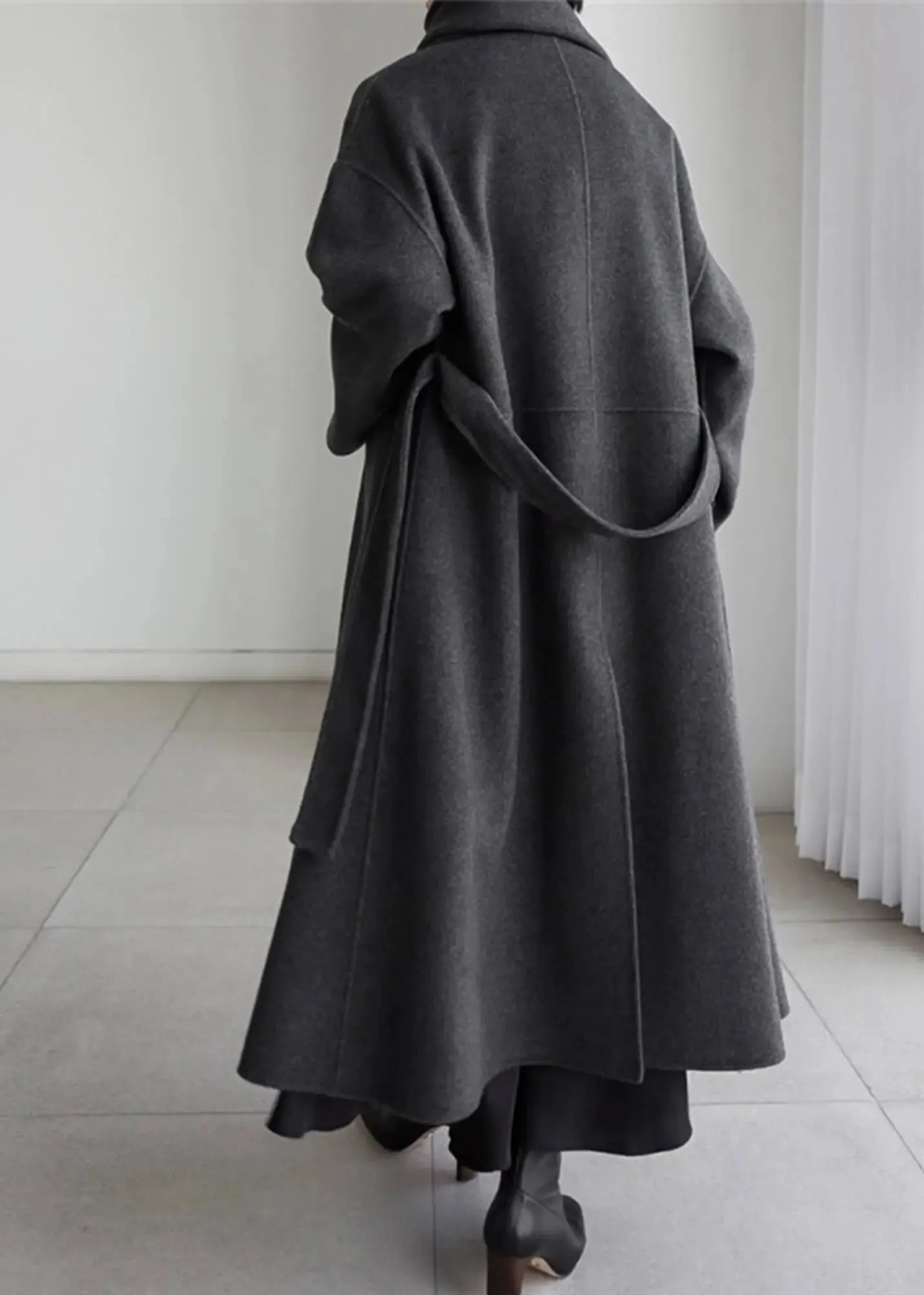 Gladys Wool Blend Belted Long Wrap Coat