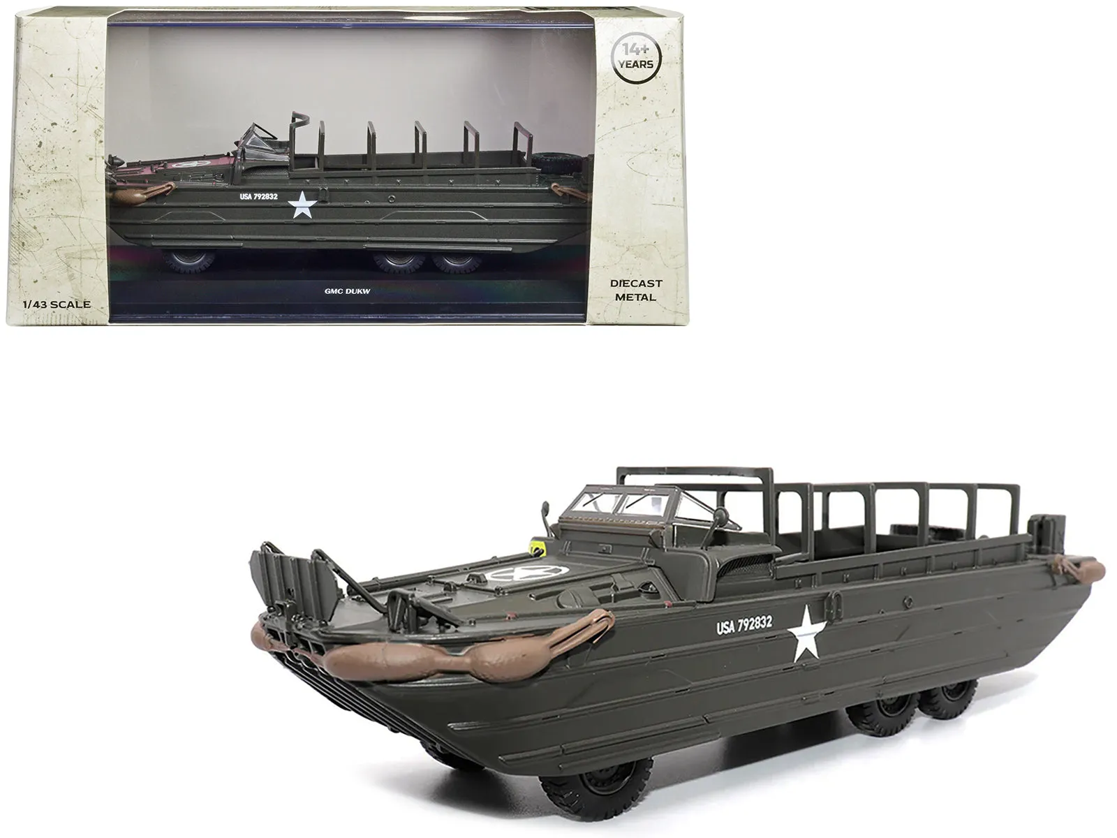 GMC DUKW Amphibious Vehicle Olive Drab United States Army 1/43 Diecast Model by Militaria Die Cast