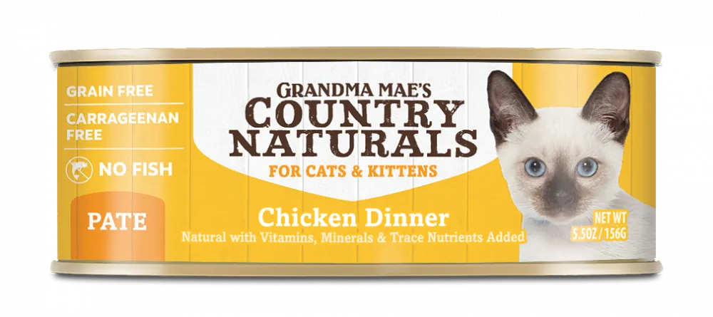 Grandma Mae's Country Naturals Grain Free Chicken Dinner Pate Canned Food for Cats