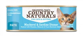 Grandma Mae's Country Naturals Grain Free Mackerel & Sardine Dinner Pate Canned Food for Cats