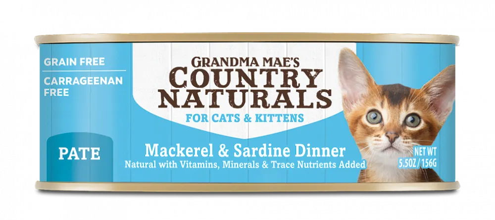 Grandma Mae's Country Naturals Grain Free Mackerel & Sardine Dinner Pate Canned Food for Cats