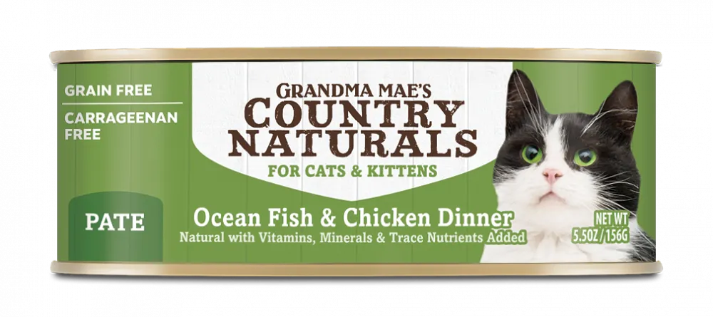 Grandma Mae's Country Naturals Grain Free Ocean Fish & Chicken Dinner Pate Canned Food for Cats