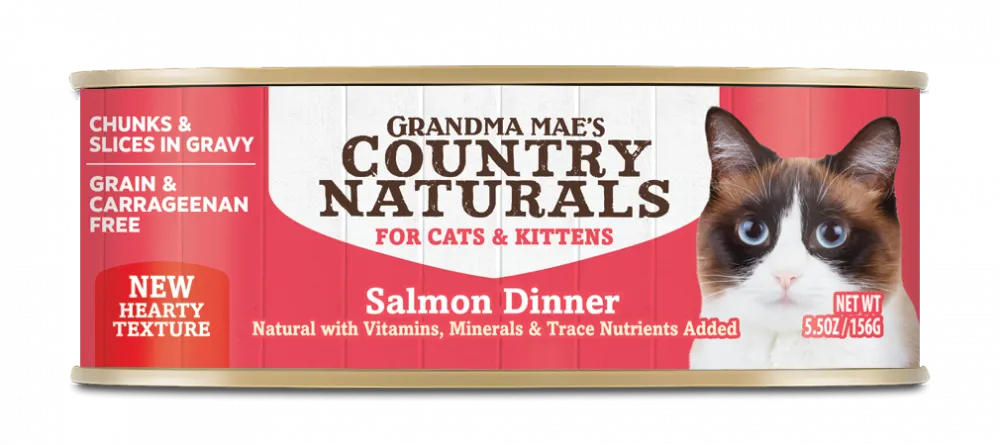 Grandma Mae's Country Naturals Grain Free Salmon Slices in Gravy Canned Food for Cats