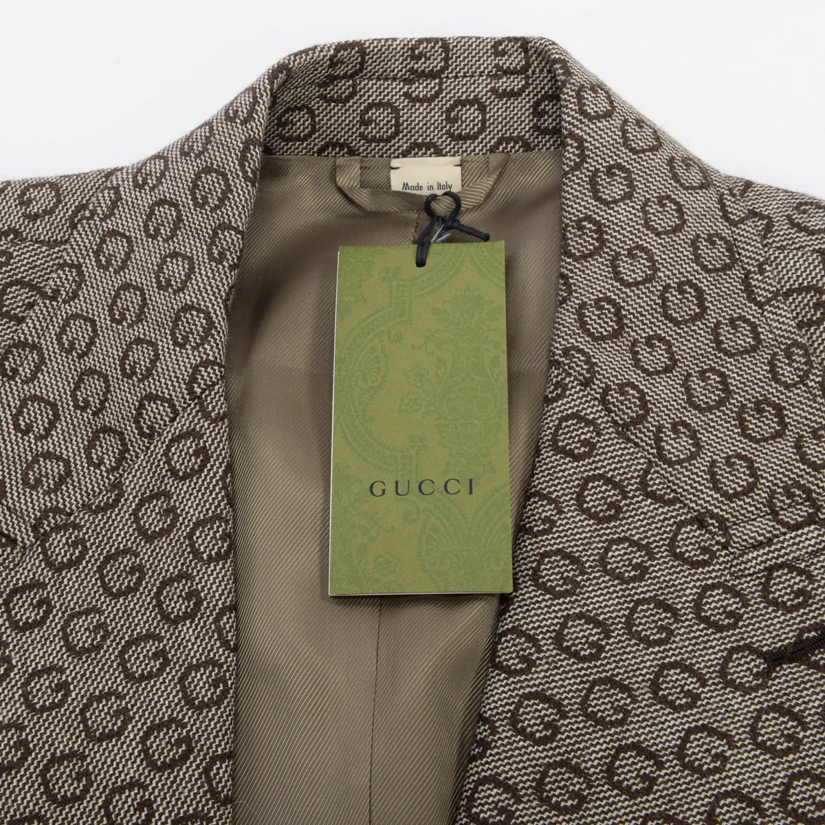 Gucci Brown Wool G Jacquard Jacket 48