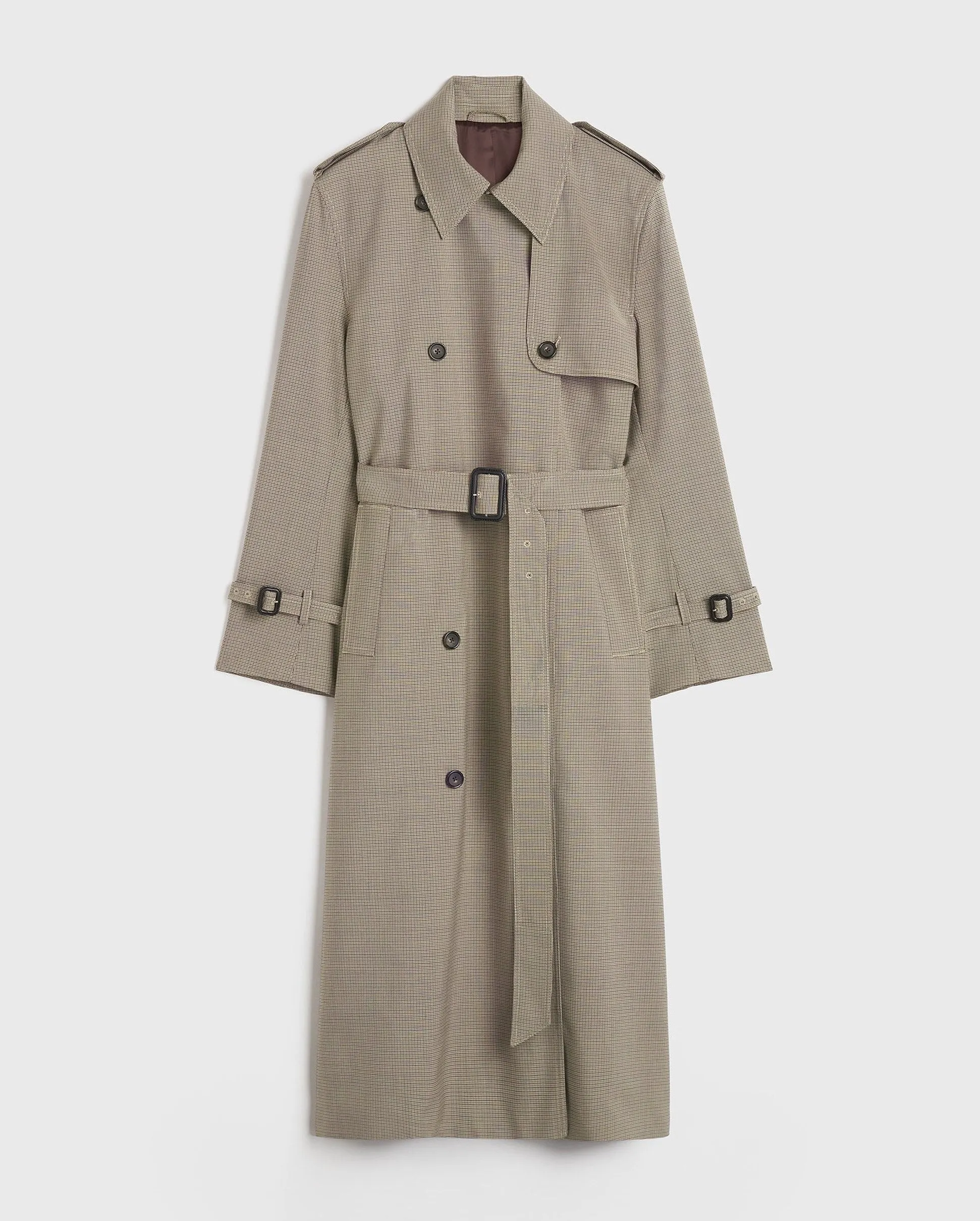 HOUNDSTOOTH TRENCH COAT / BISCUIT