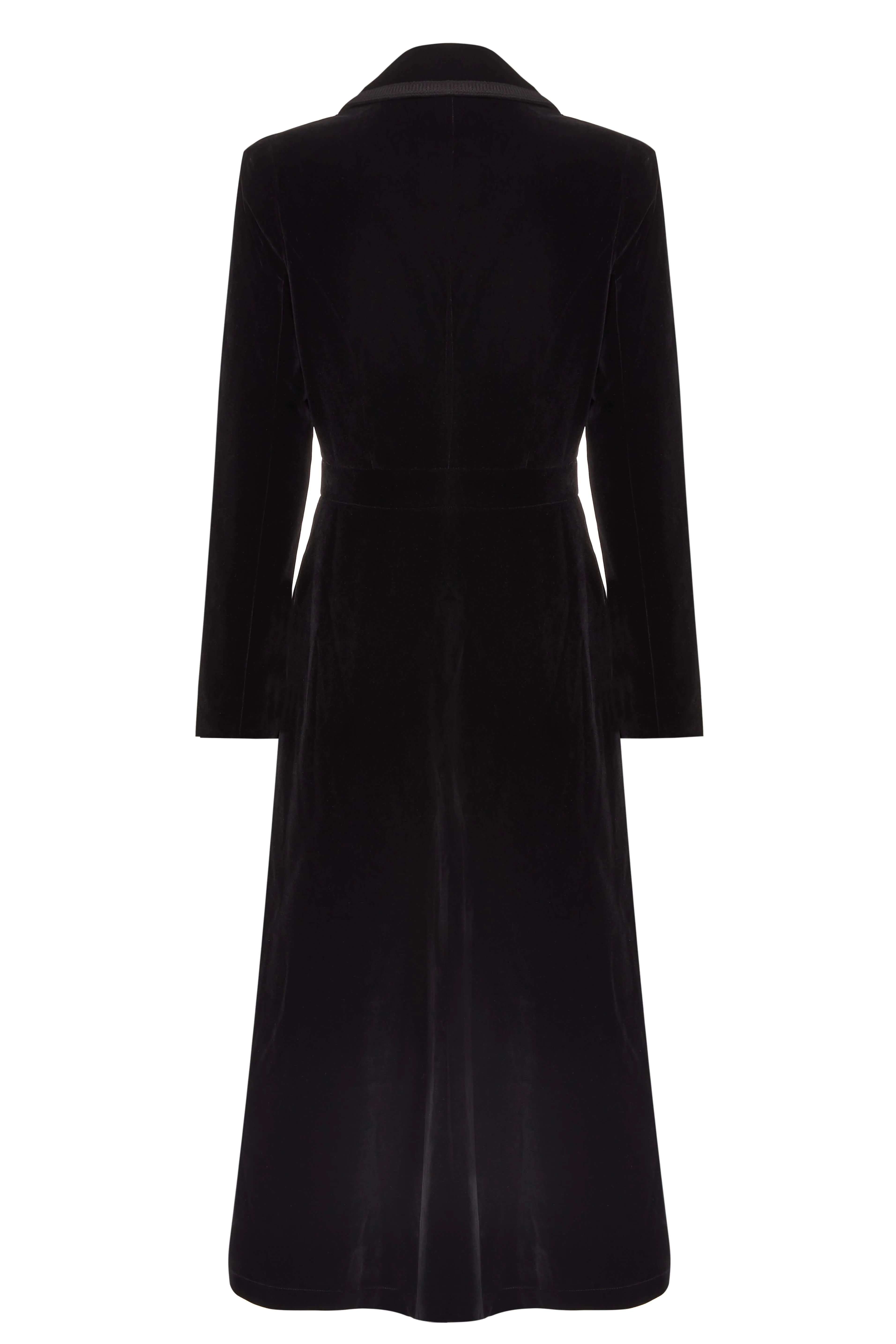 Isla - Velvet Dress Coat - Black