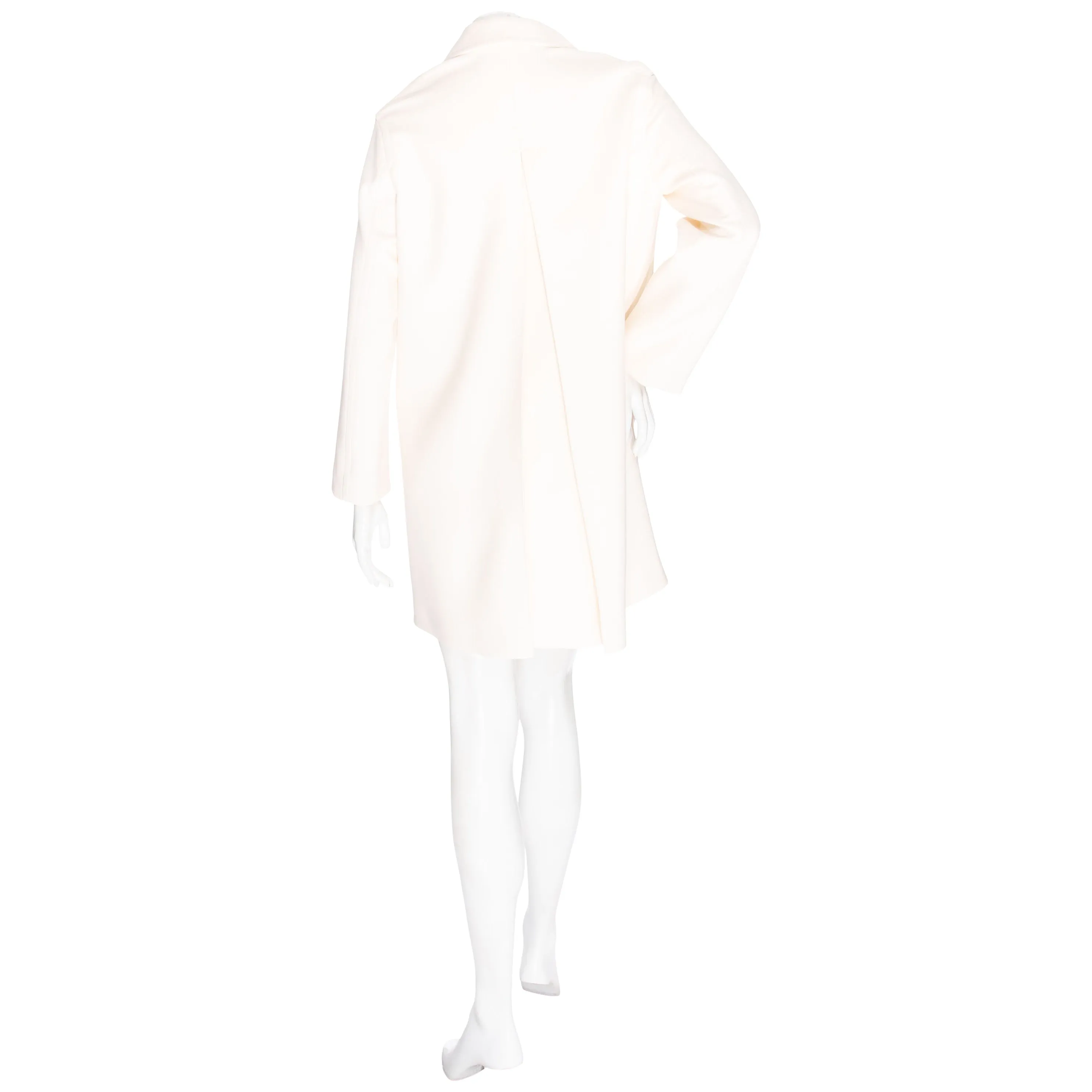 Ivory Wool Flared Toggle Coat