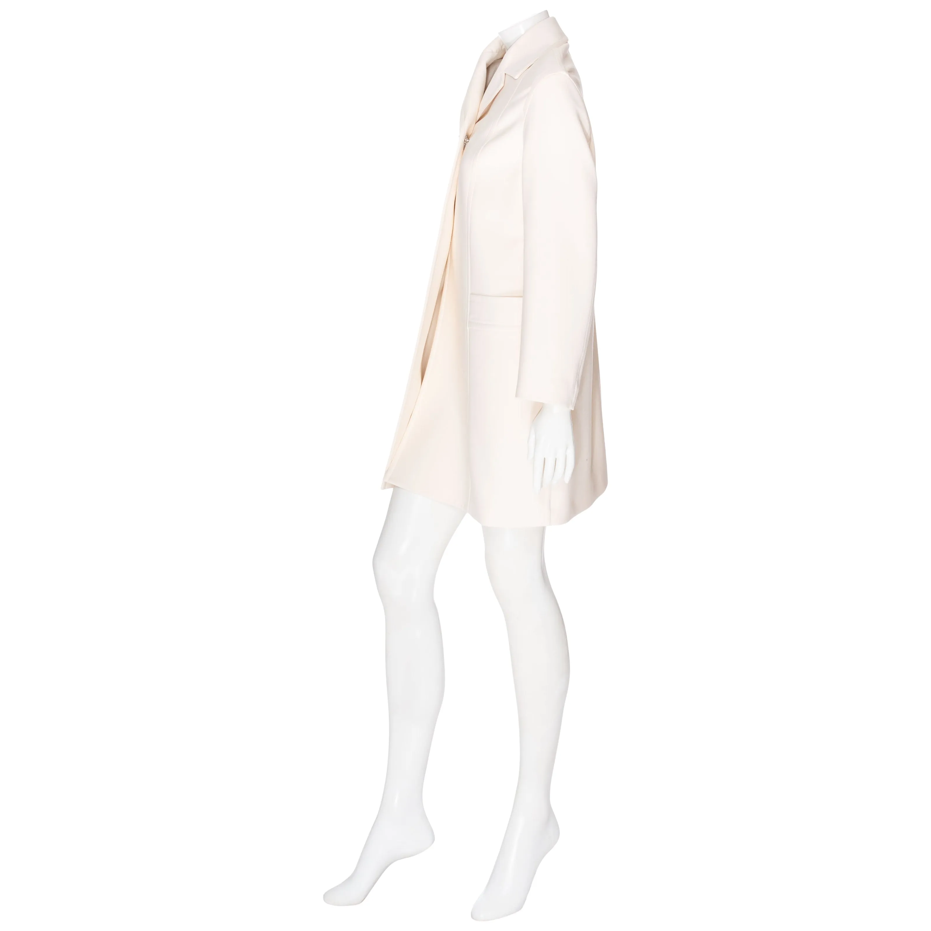 Ivory Wool Flared Toggle Coat