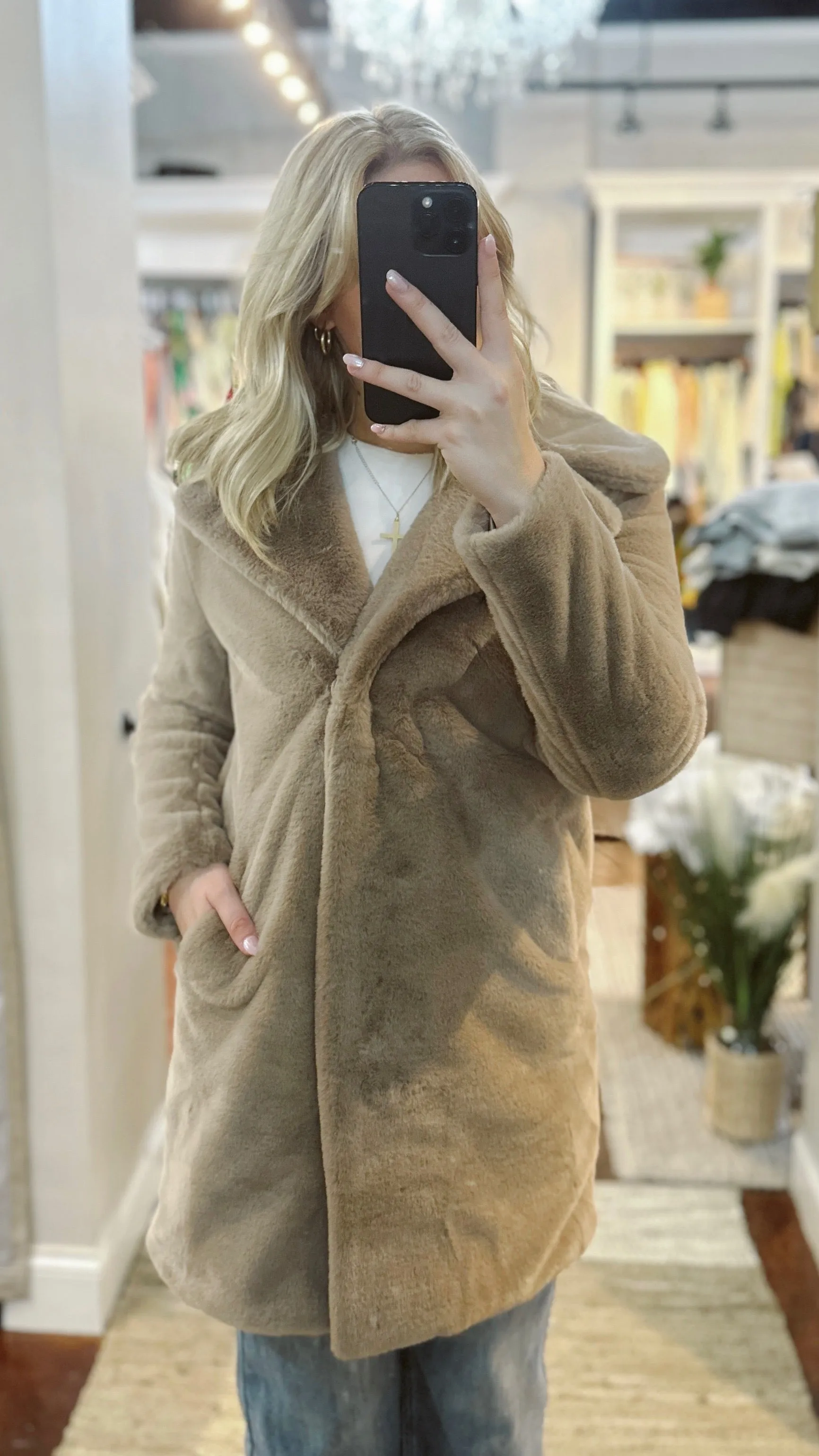 Jewel Faux Fur Coat