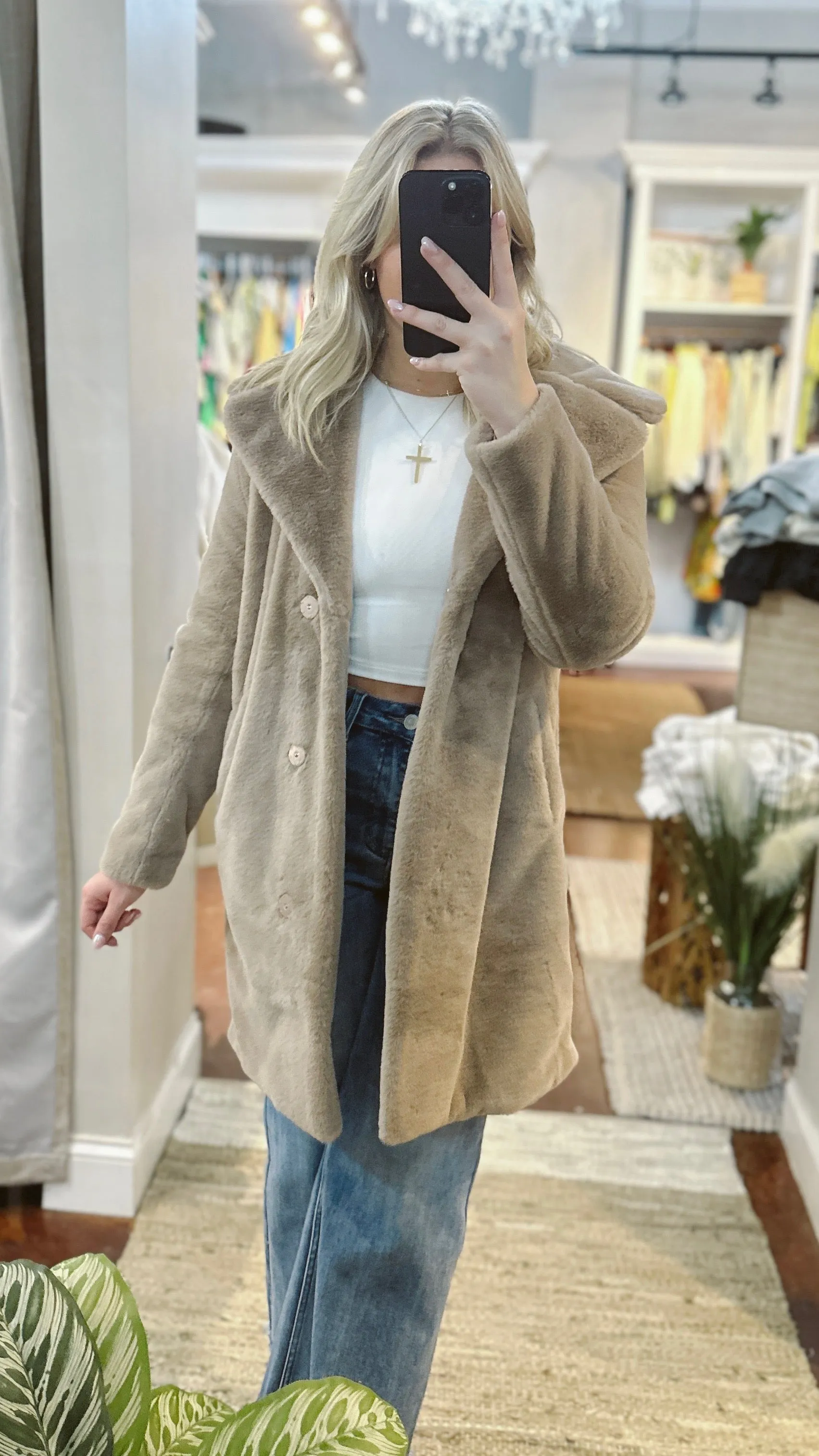 Jewel Faux Fur Coat