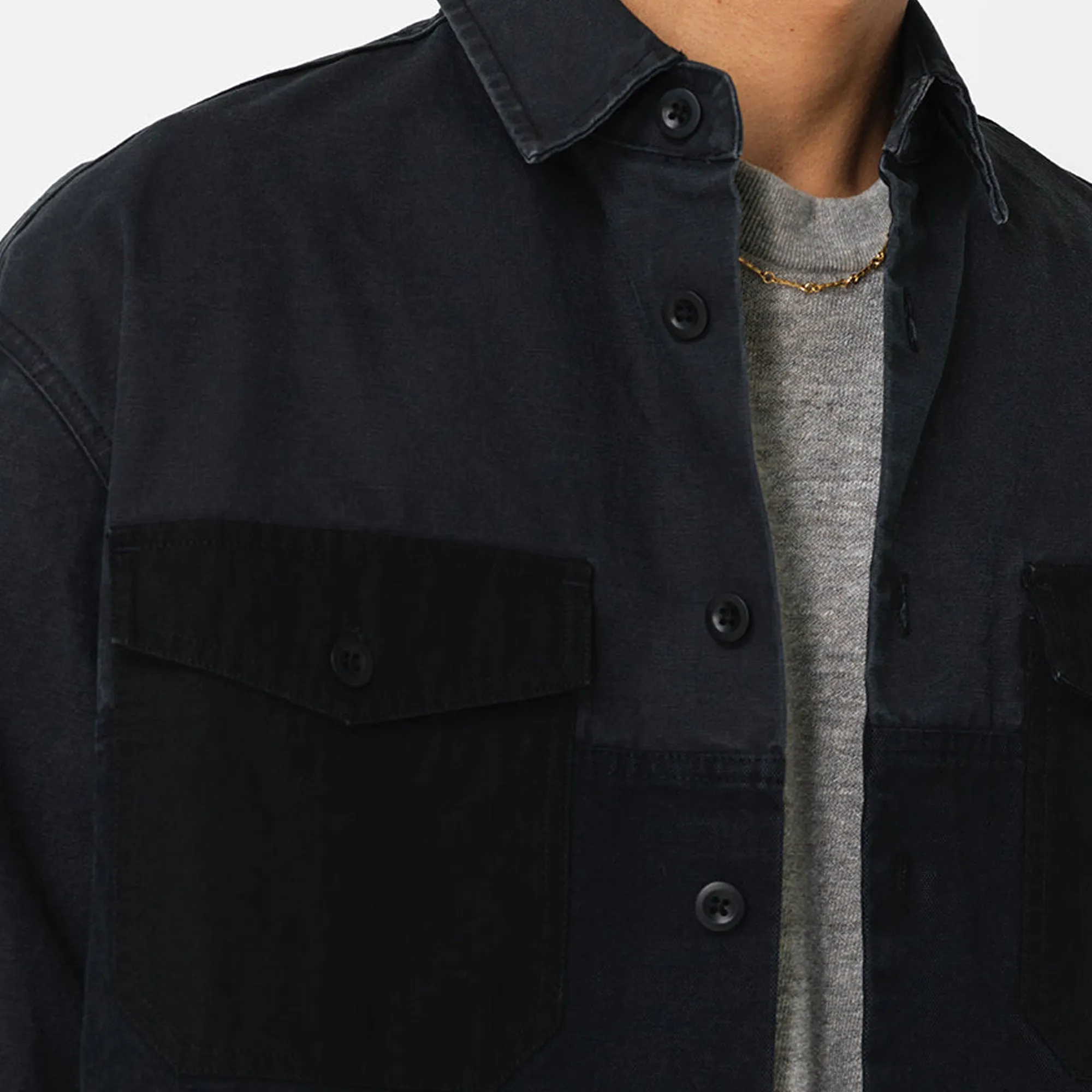 John Elliott Mens Paneled Military Shirt