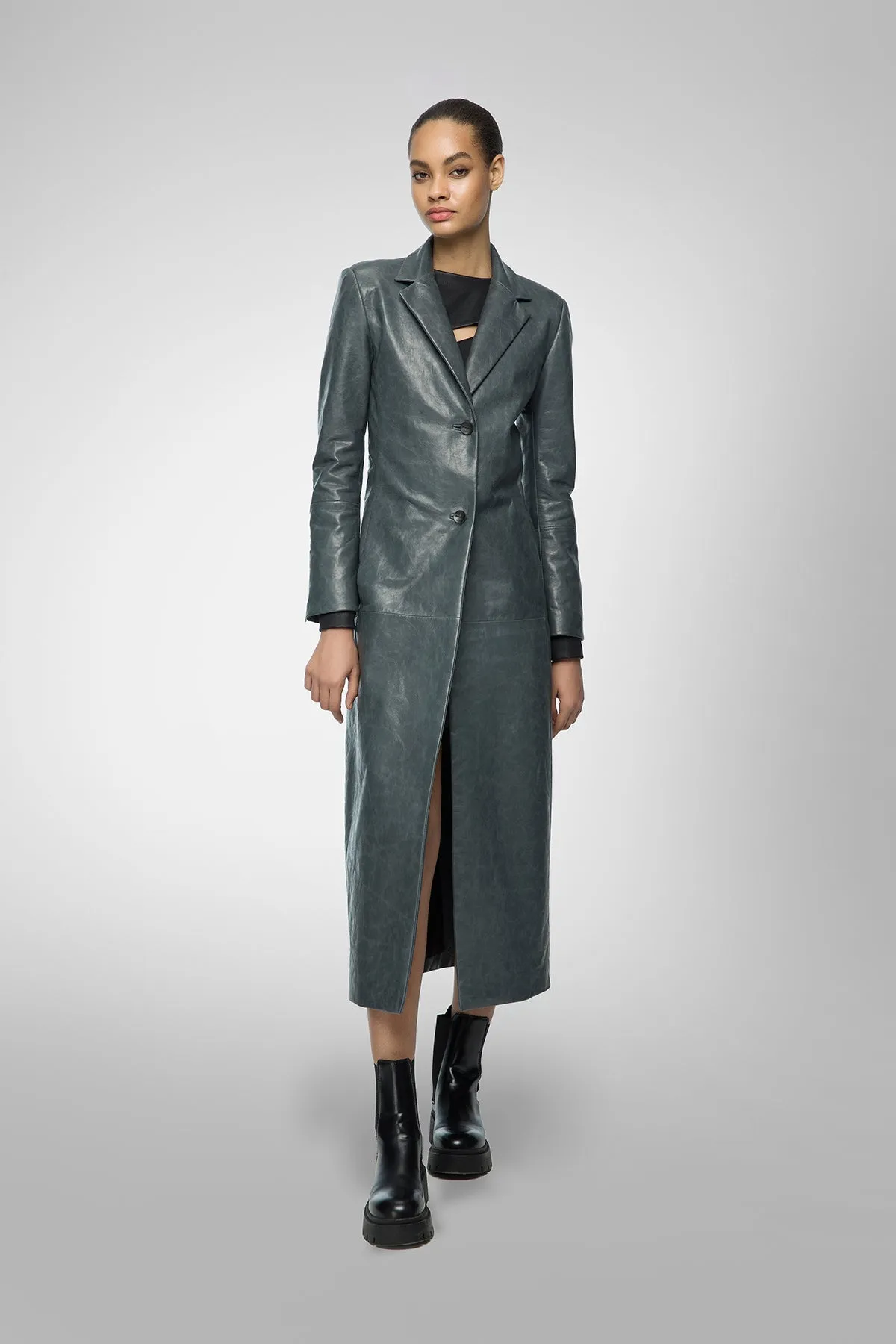 Laurence - Indigo Leather Coat