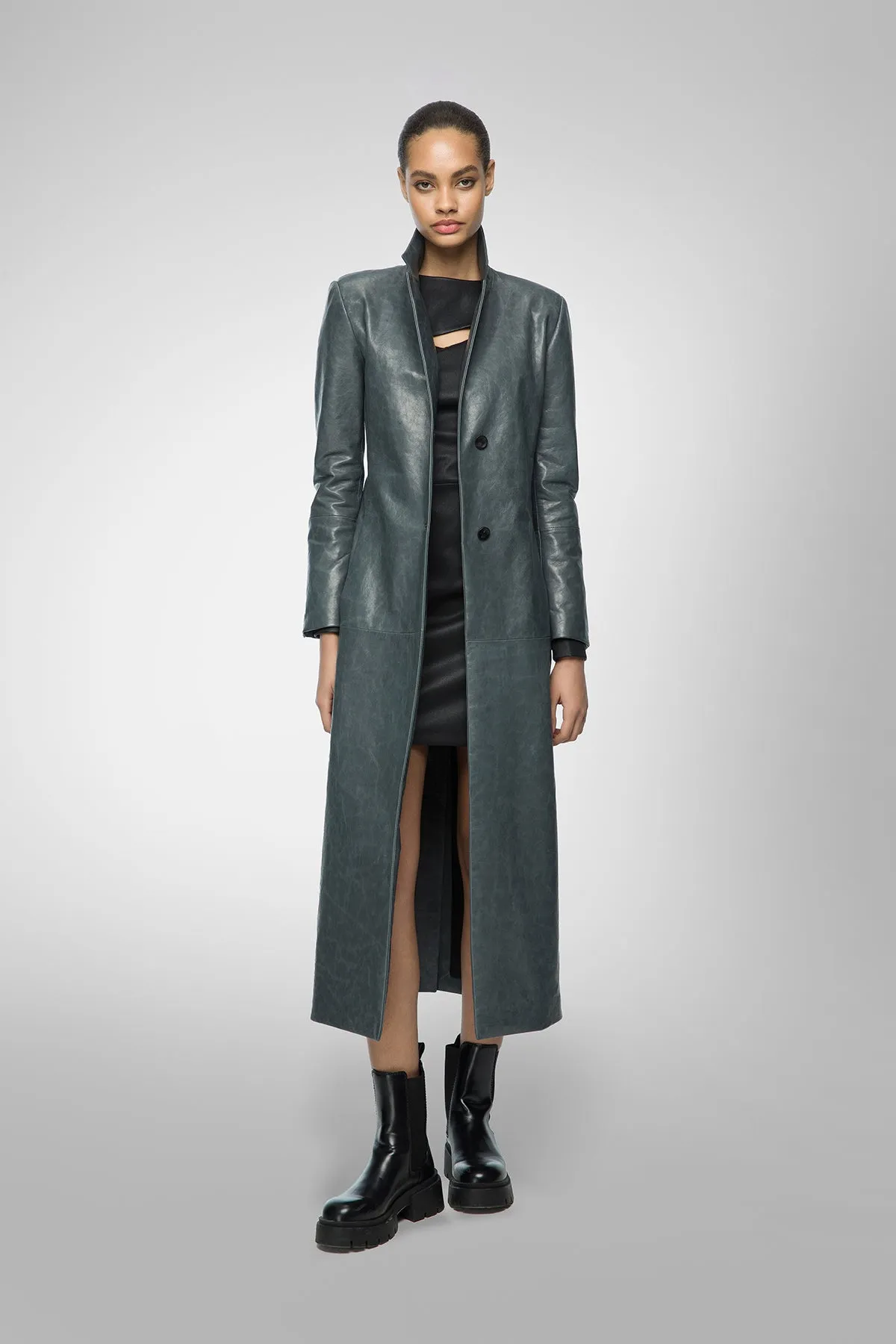 Laurence - Indigo Leather Coat