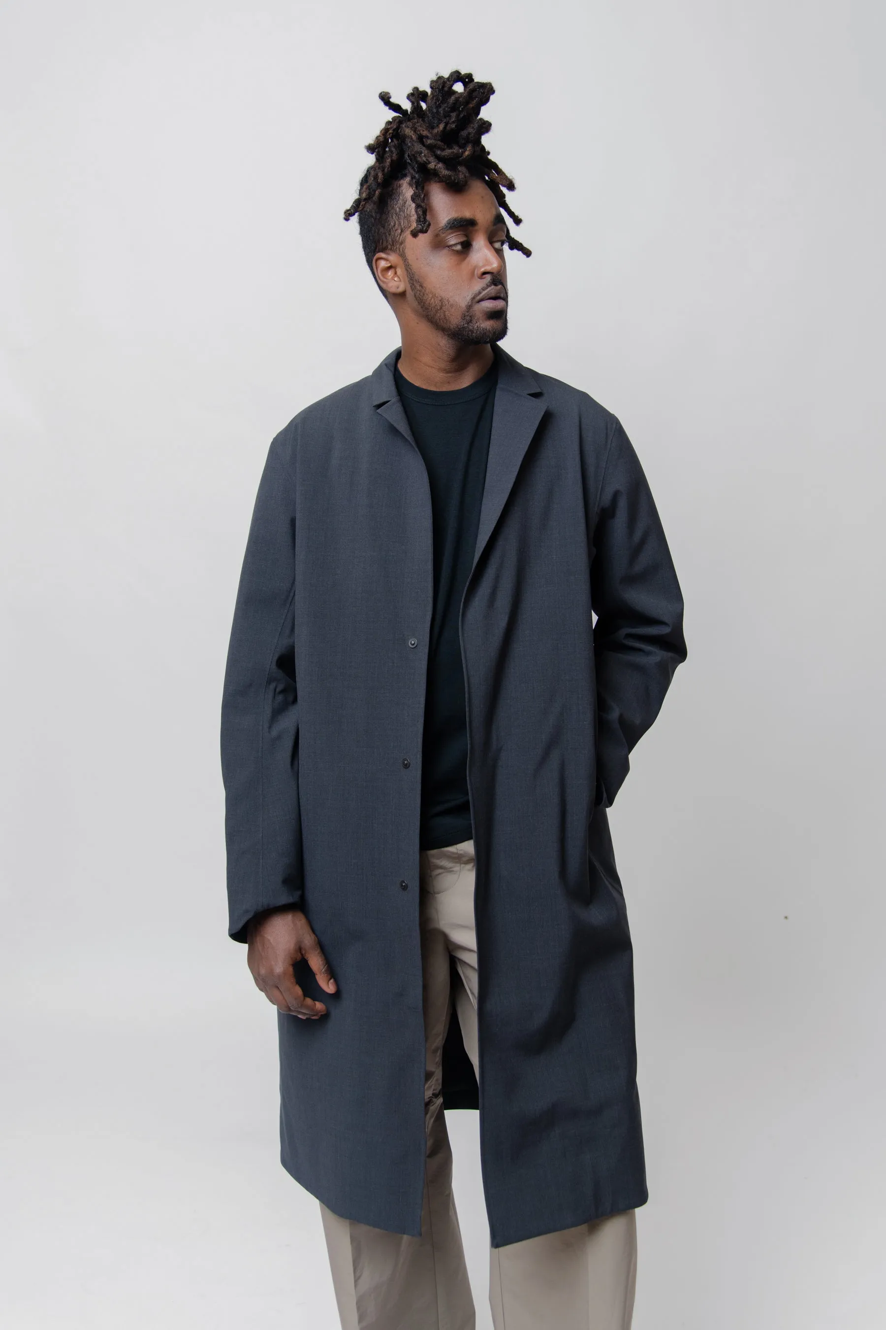 Lenan Insulated Tech Wool Topcoat Black Heather