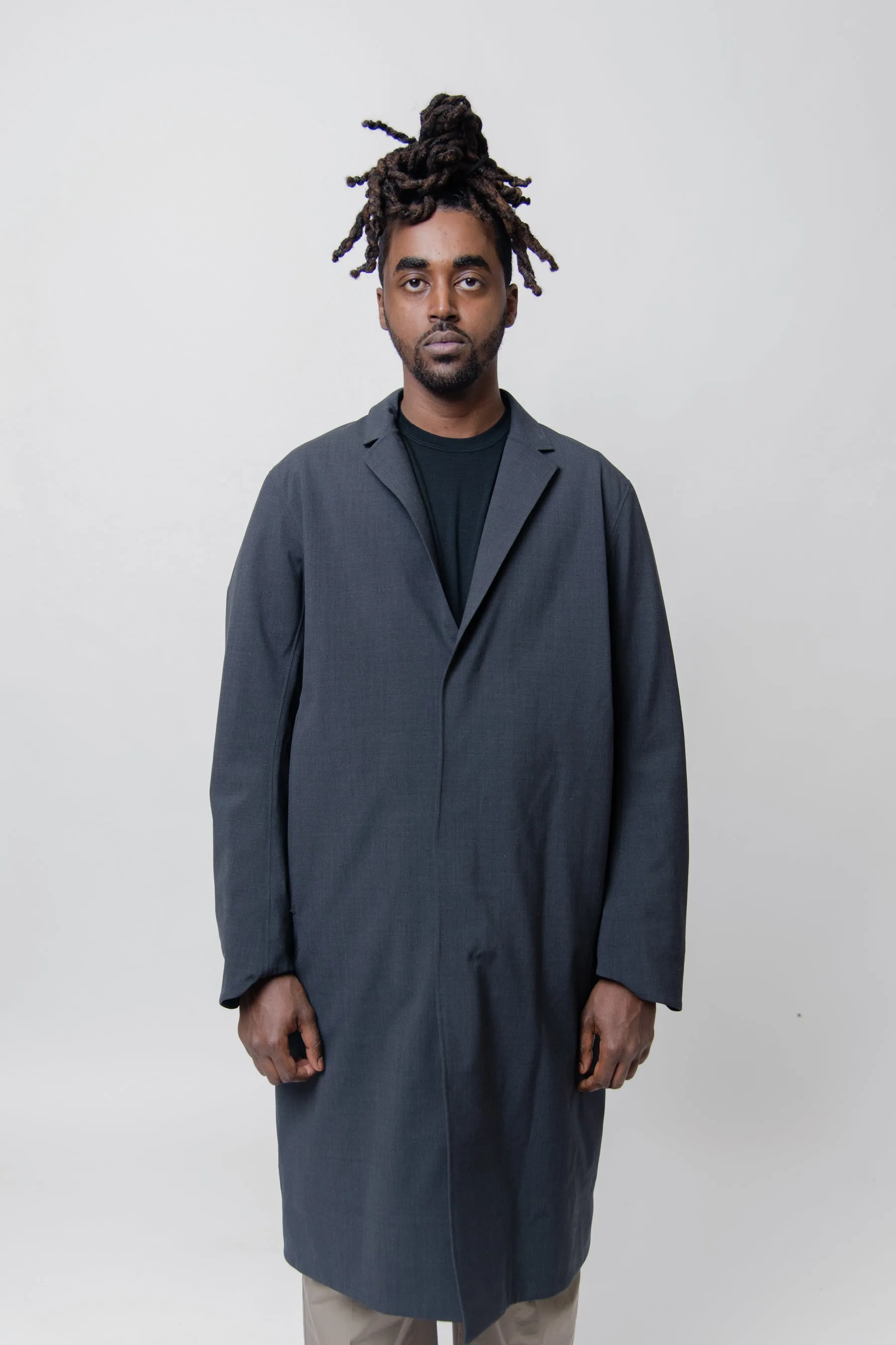 Lenan Insulated Tech Wool Topcoat Black Heather