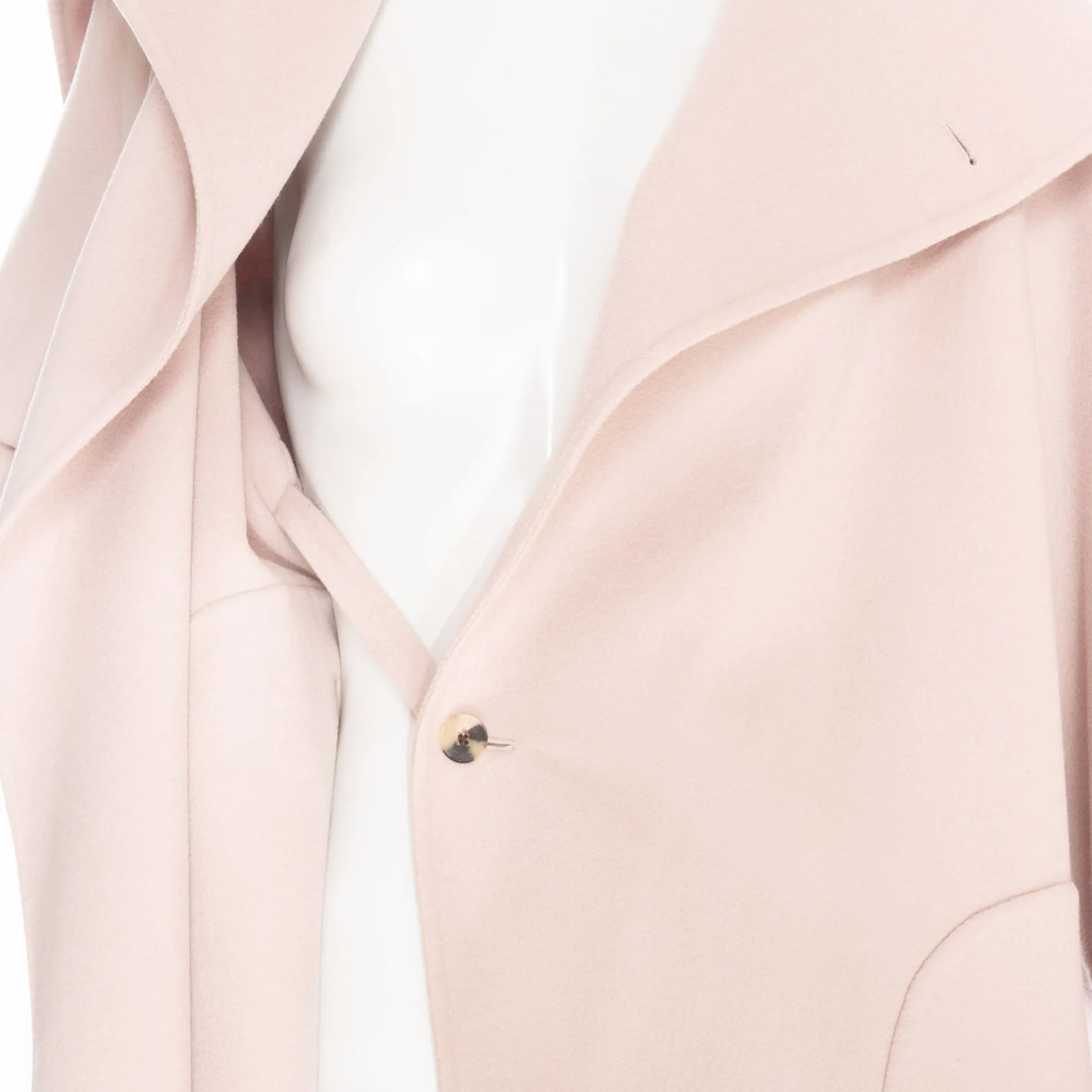 Light Pink Cashmere Wide Collar Wrap Coat