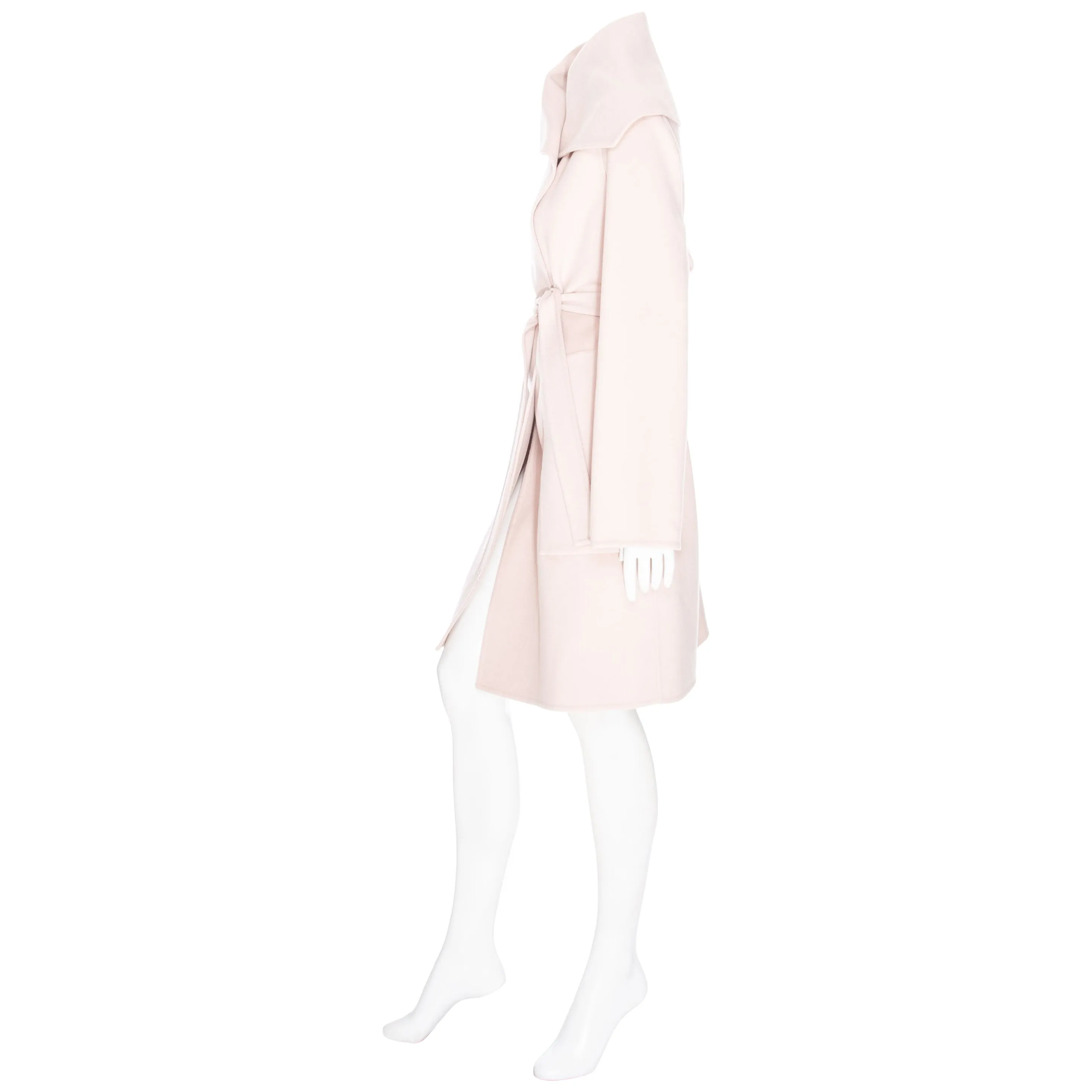 Light Pink Cashmere Wide Collar Wrap Coat