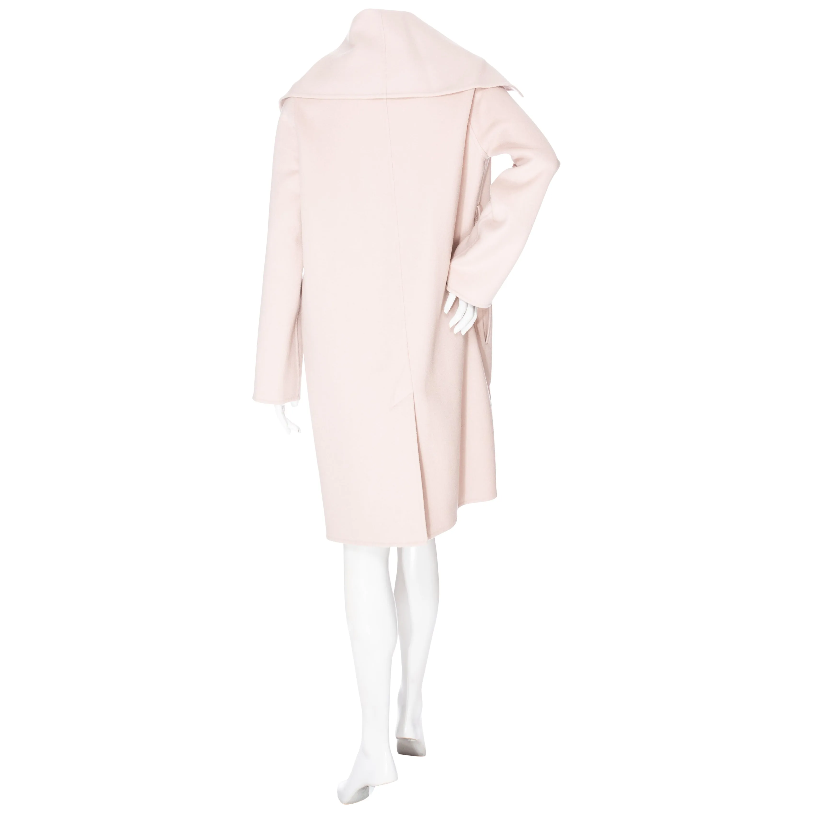 Light Pink Cashmere Wide Collar Wrap Coat