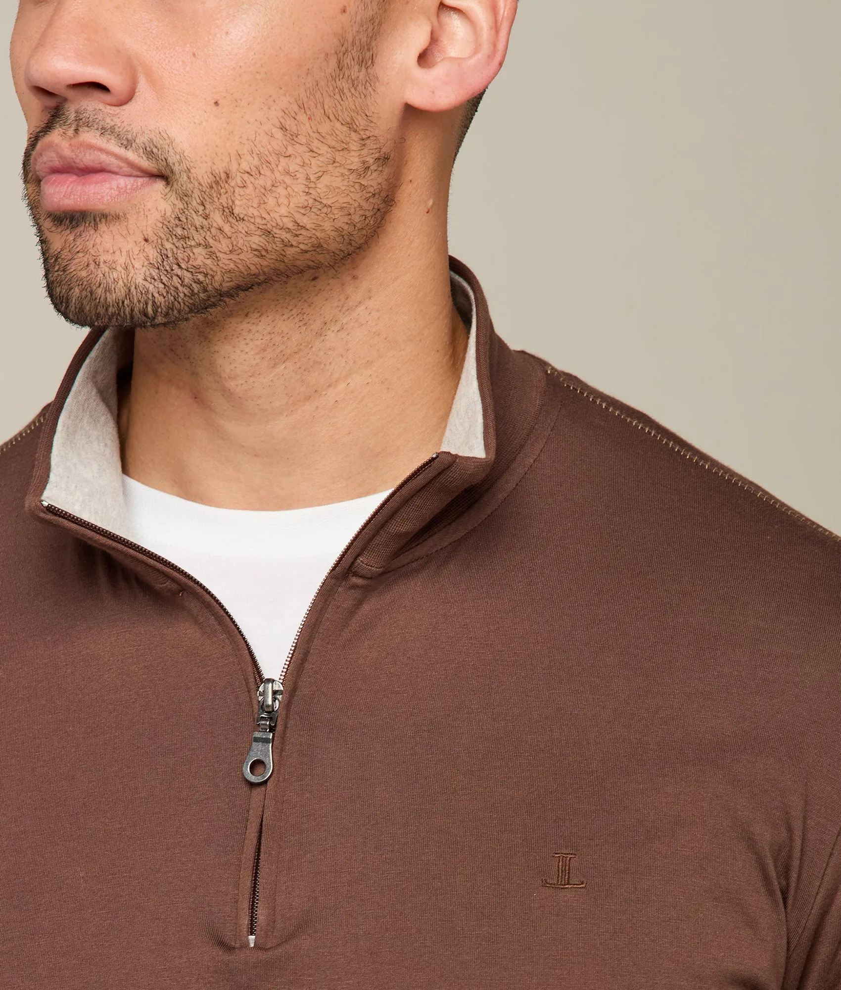 Lucchese Pima Cotton Quarter Zip :: Brown