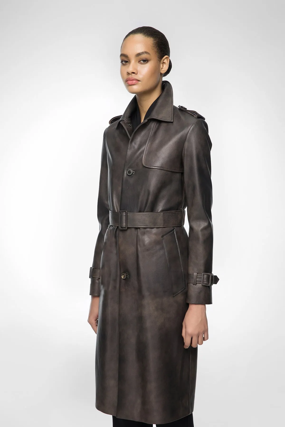 Madyson - Anthracite Leather Coat