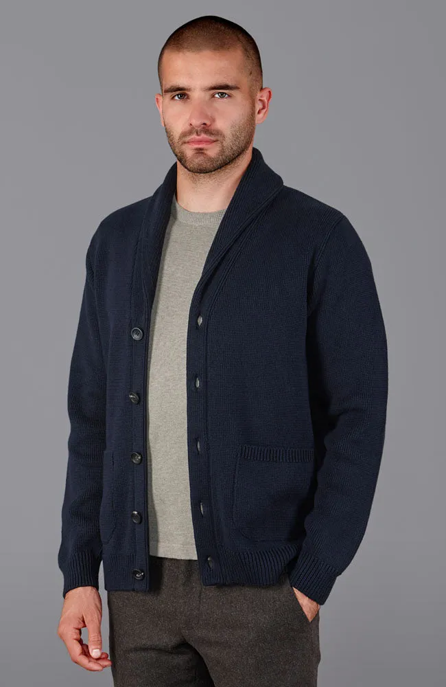 Mens Midweight Cotton Shawl Collar Cardigan