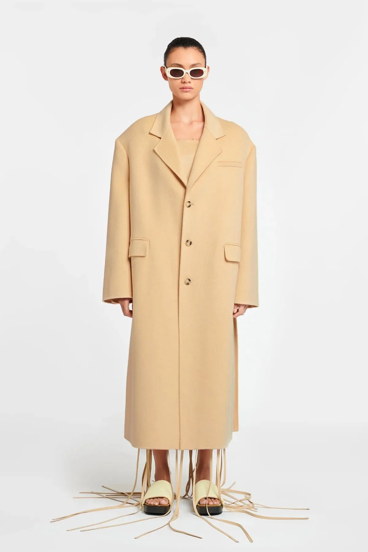 Nanushka Veda Oversized Single Breasted Coat - Creme