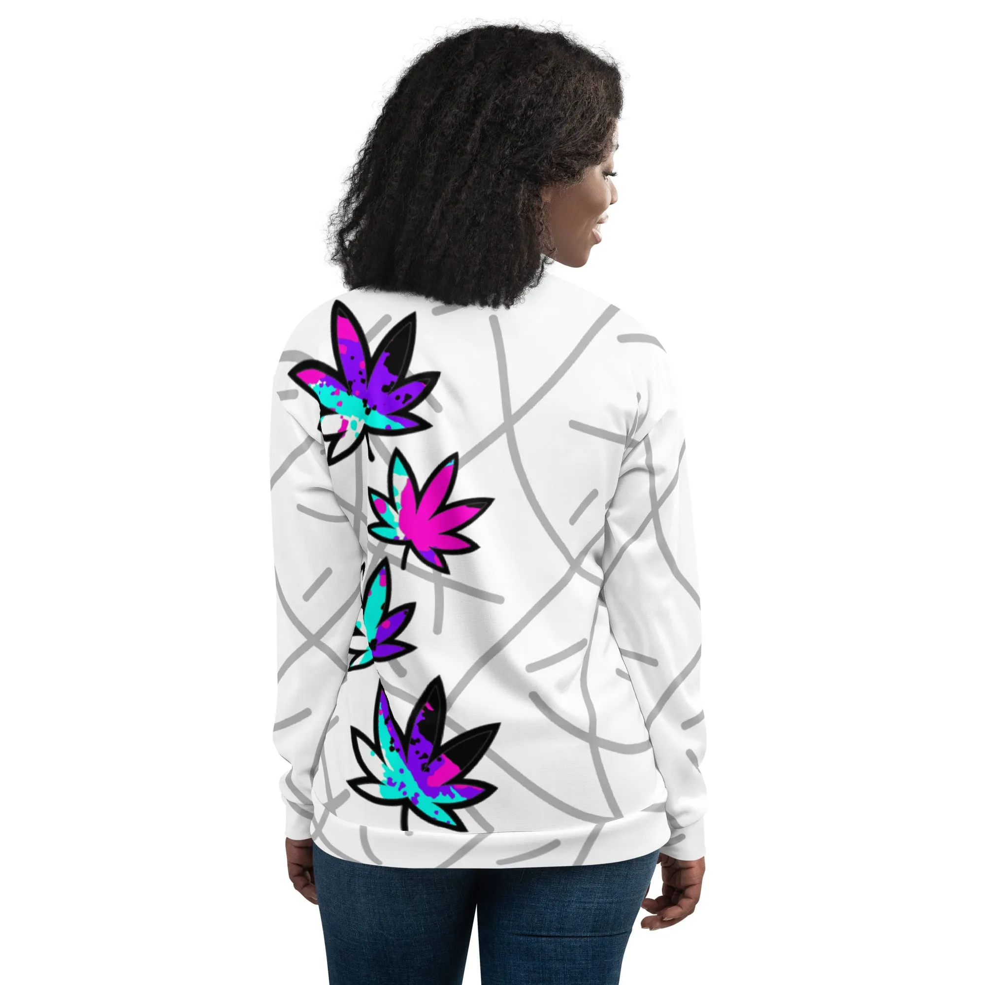 Purple Drip Leaf Bomber Jacket