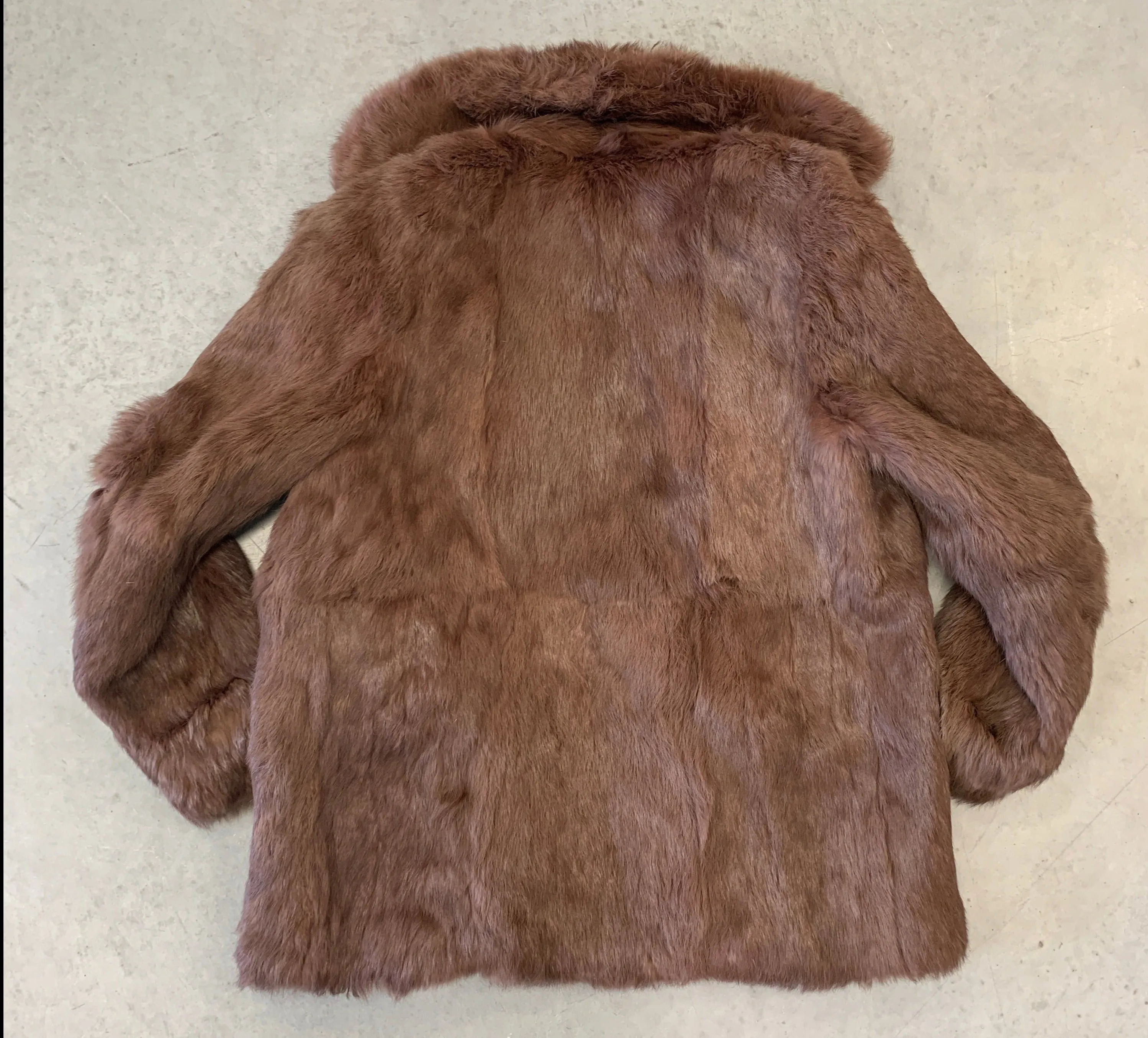 Rabbit Fur Coat Chocolate Brown UK 12