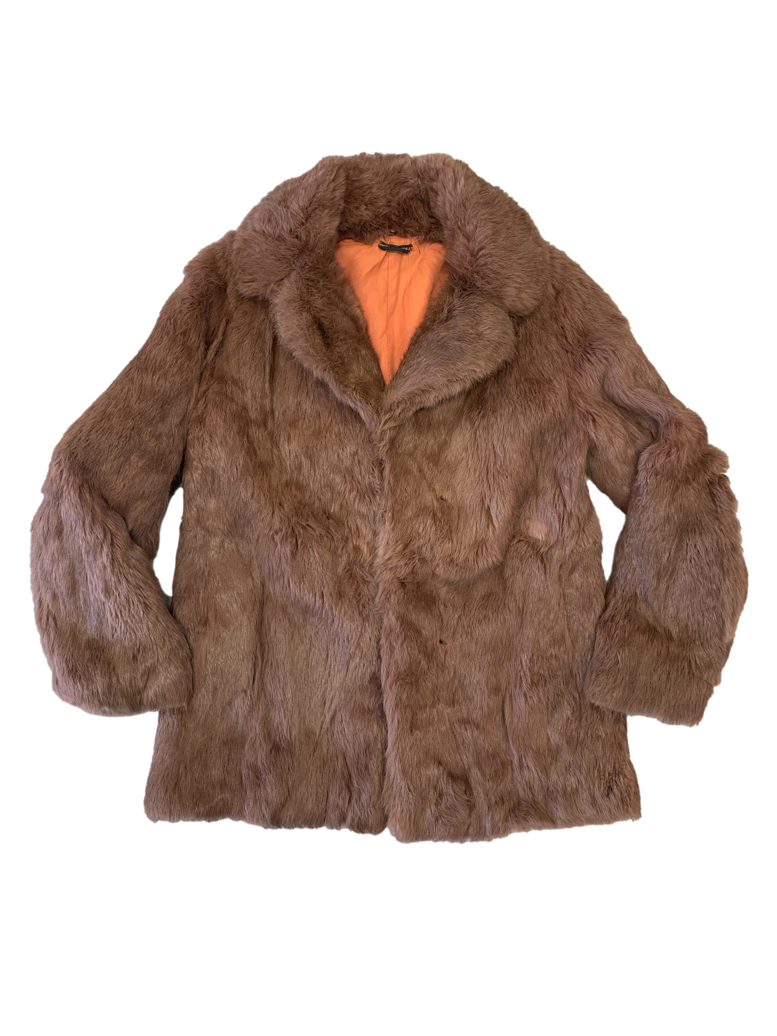 Rabbit Fur Coat Chocolate Brown UK 12