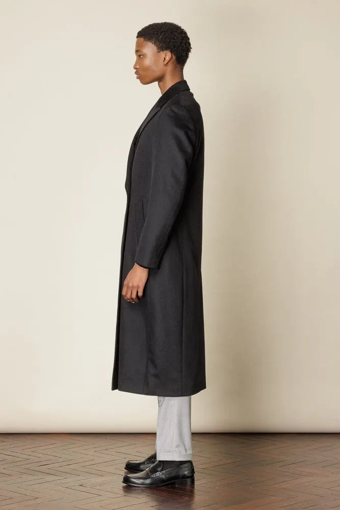 (RTW) Double Breasted Broad Peak Coat  - Black Wool