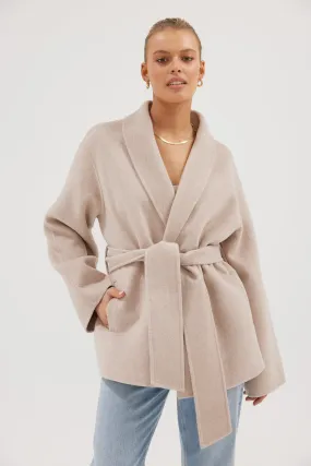 Sadie Wool Wrap Coat - Oatmeal