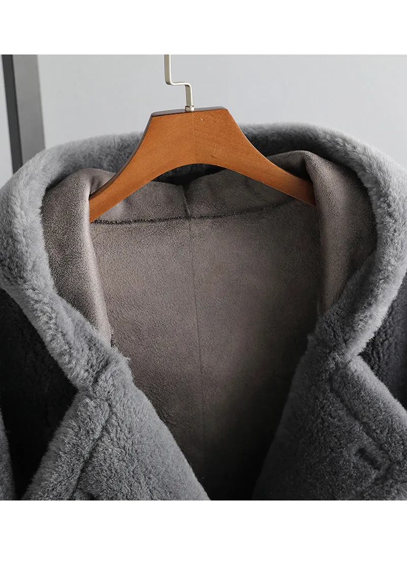 Snowy Oversize Wool Fleece Hood Coat