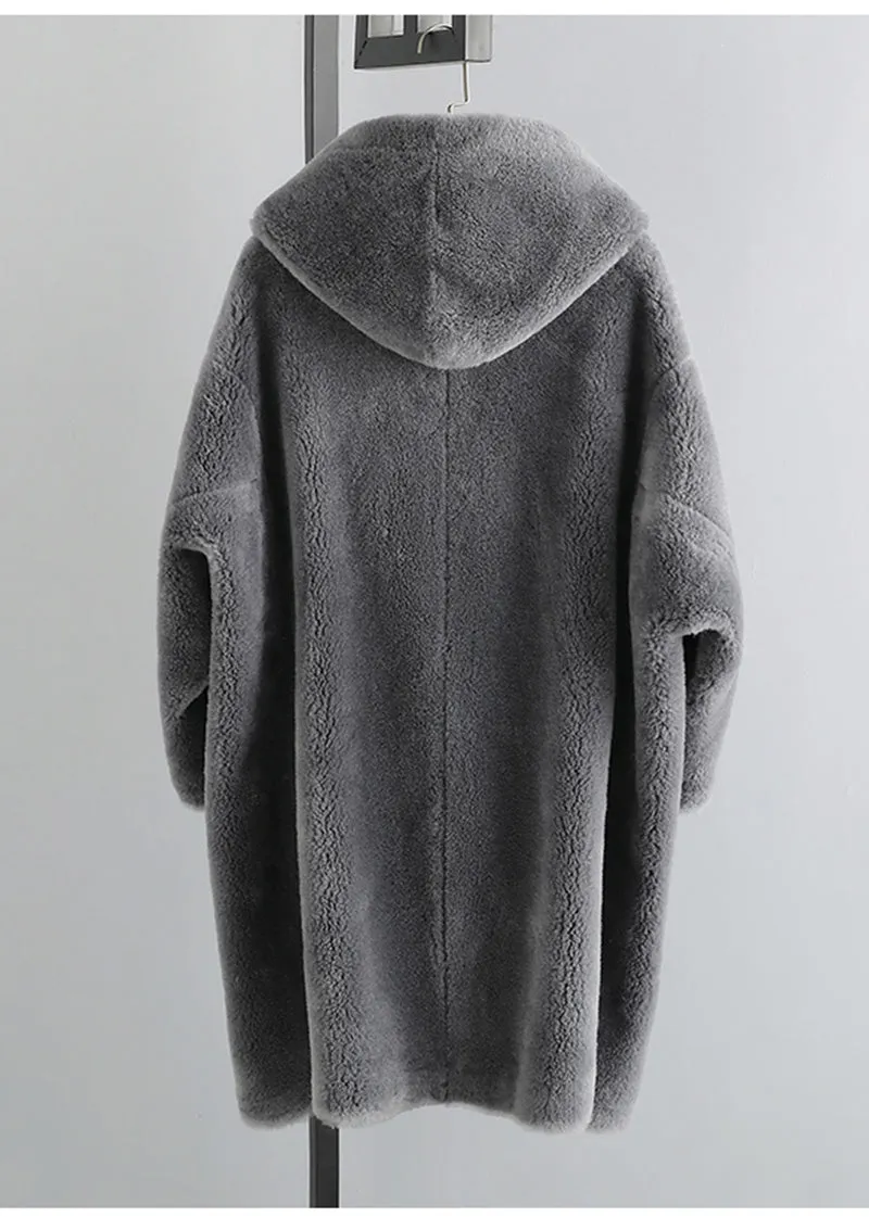 Snowy Oversize Wool Fleece Hood Coat