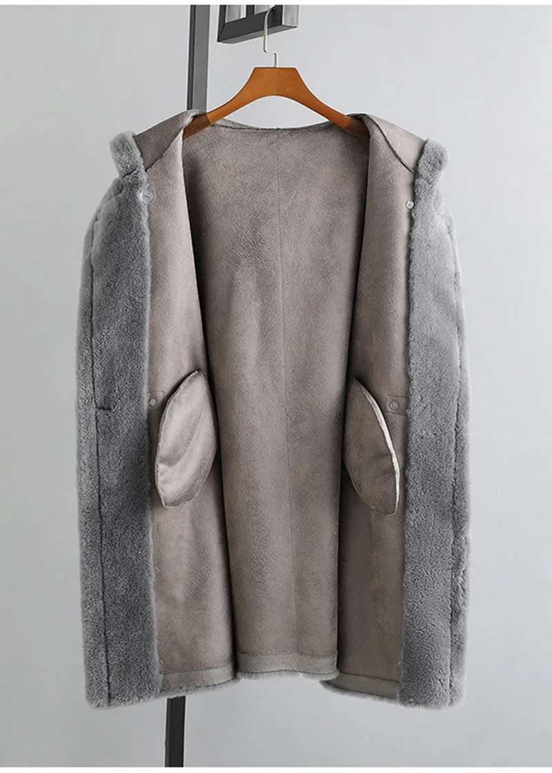 Snowy Oversize Wool Fleece Hood Coat