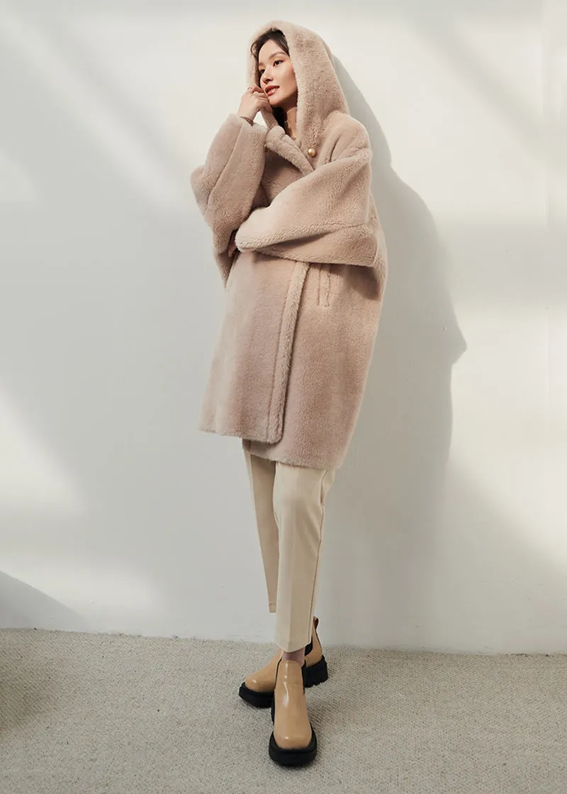 Snowy Oversize Wool Fleece Hood Coat