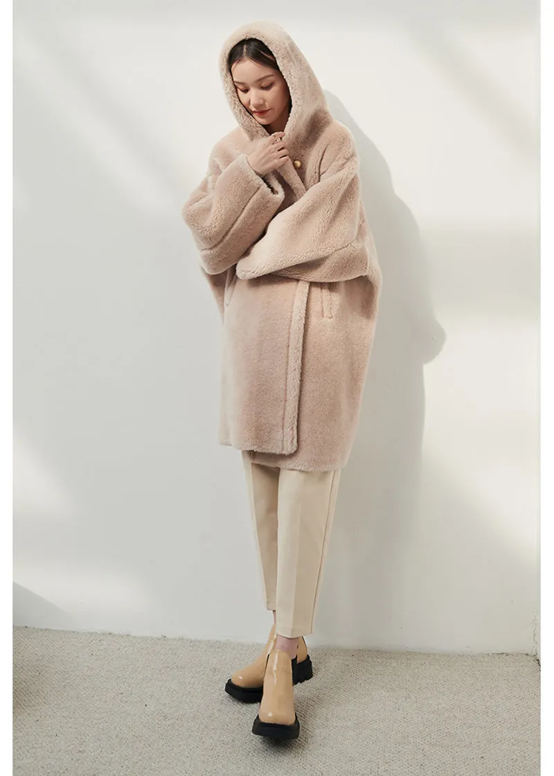 Snowy Oversize Wool Fleece Hood Coat