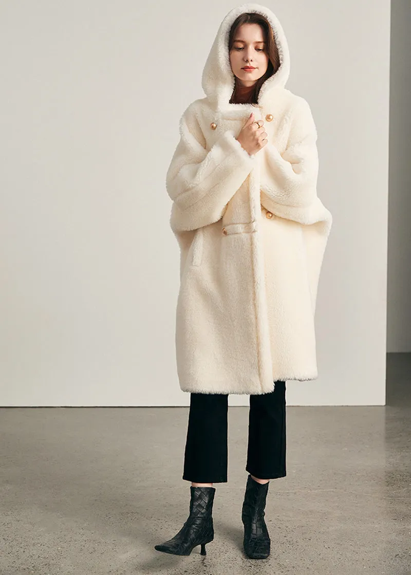 Snowy Oversize Wool Fleece Hood Coat