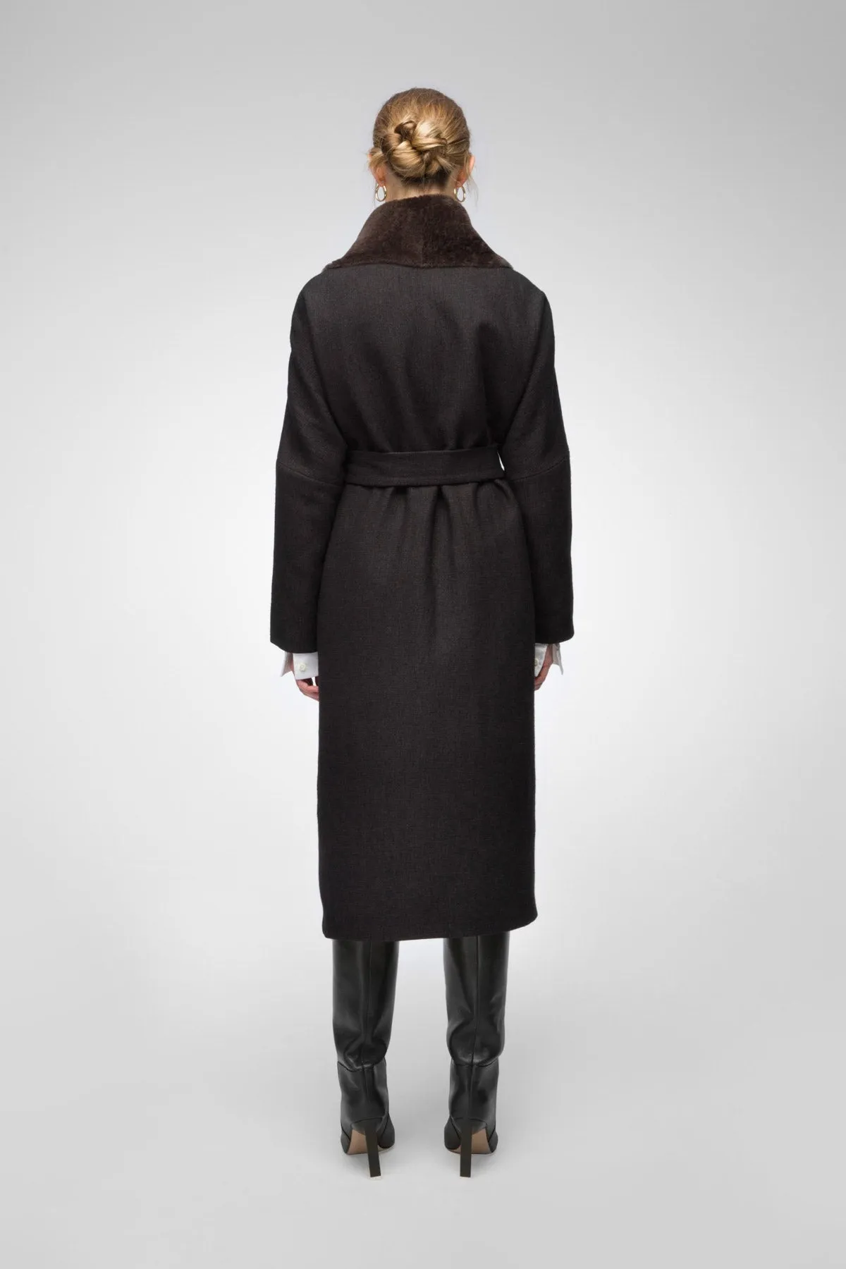 Sophia - Brown Bitter Wool Coat