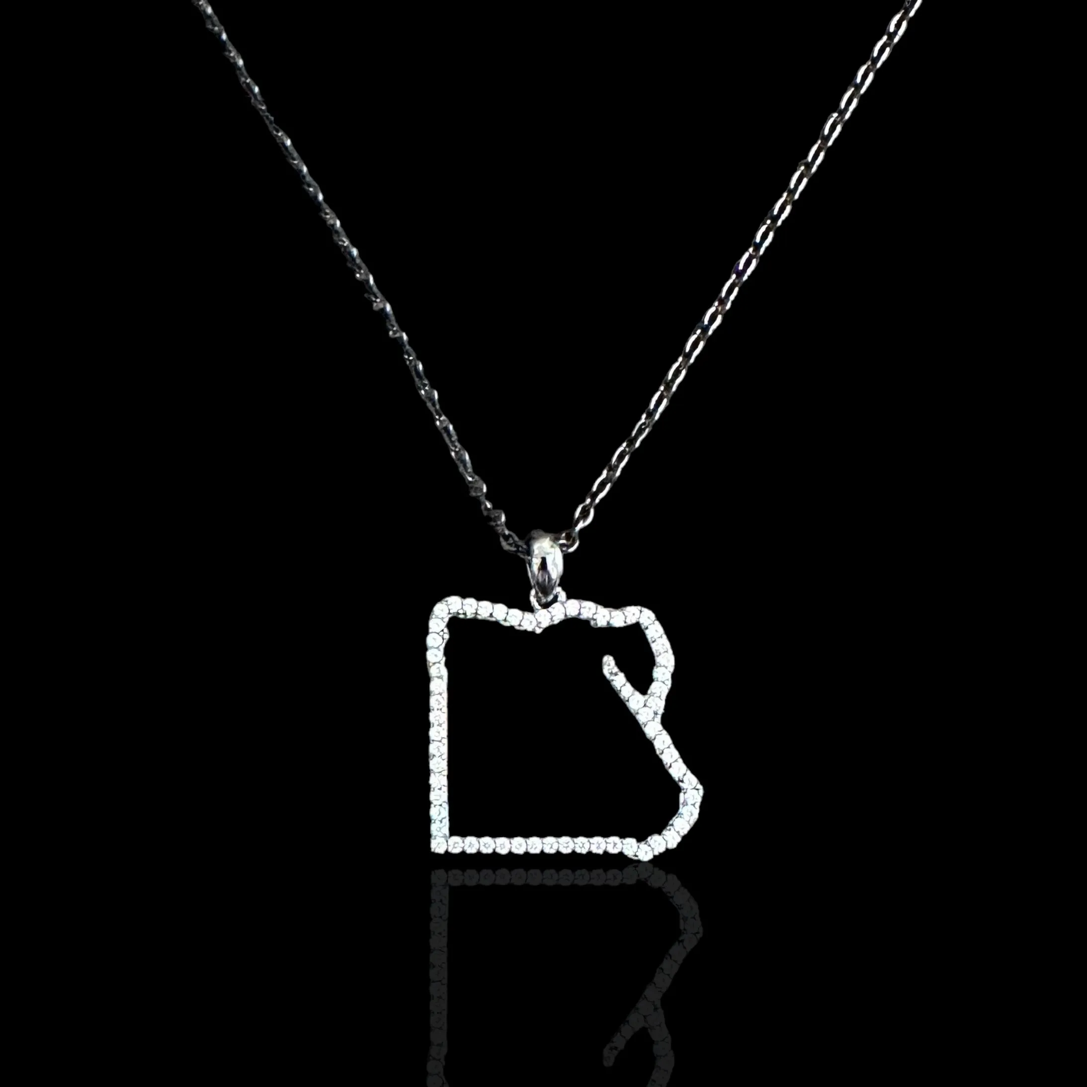 Sterling Silver Egypt Map CZ Outline Necklace - Available in 3 Colors