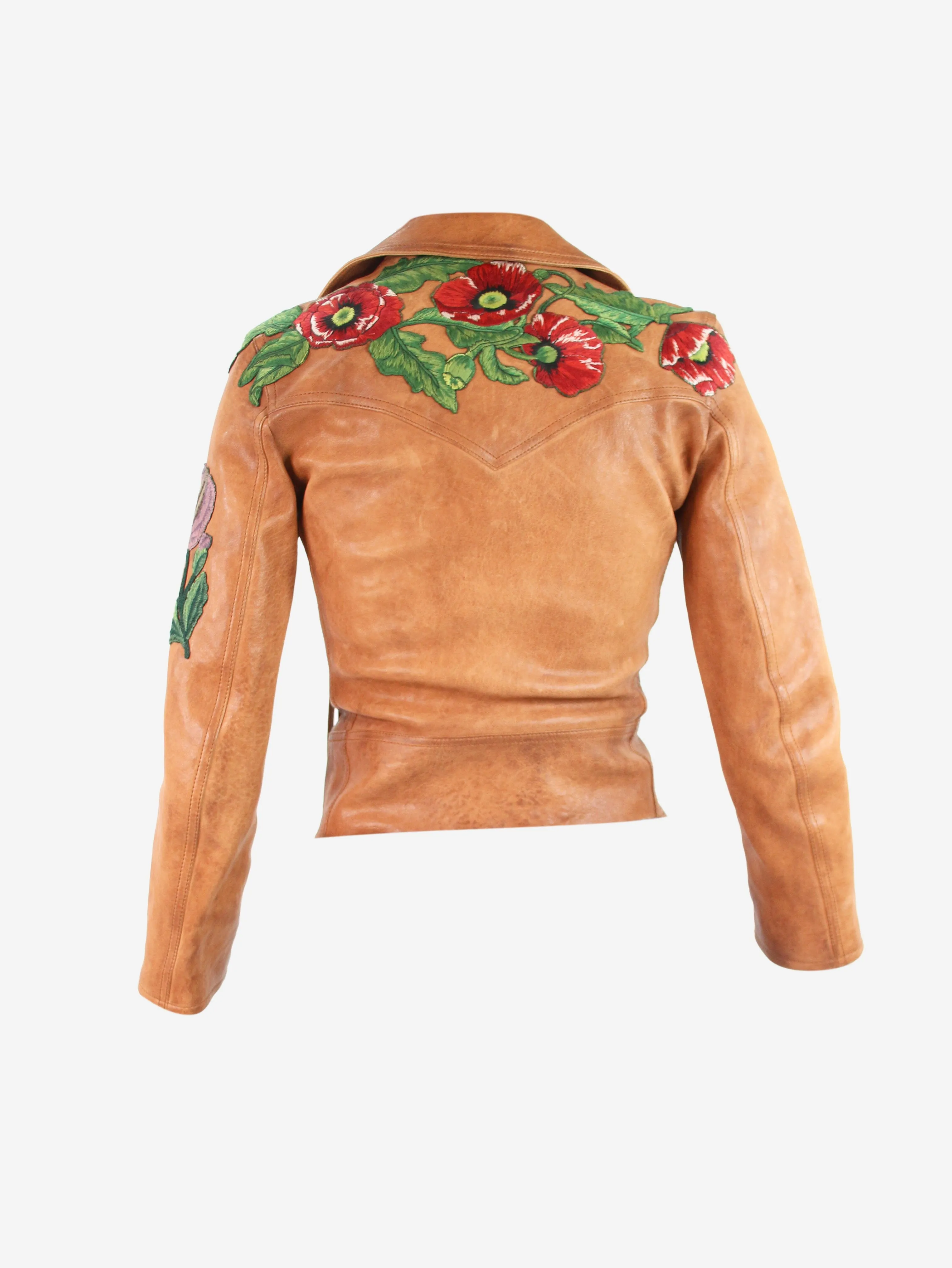 Tan leather biker jacket - size IT 36