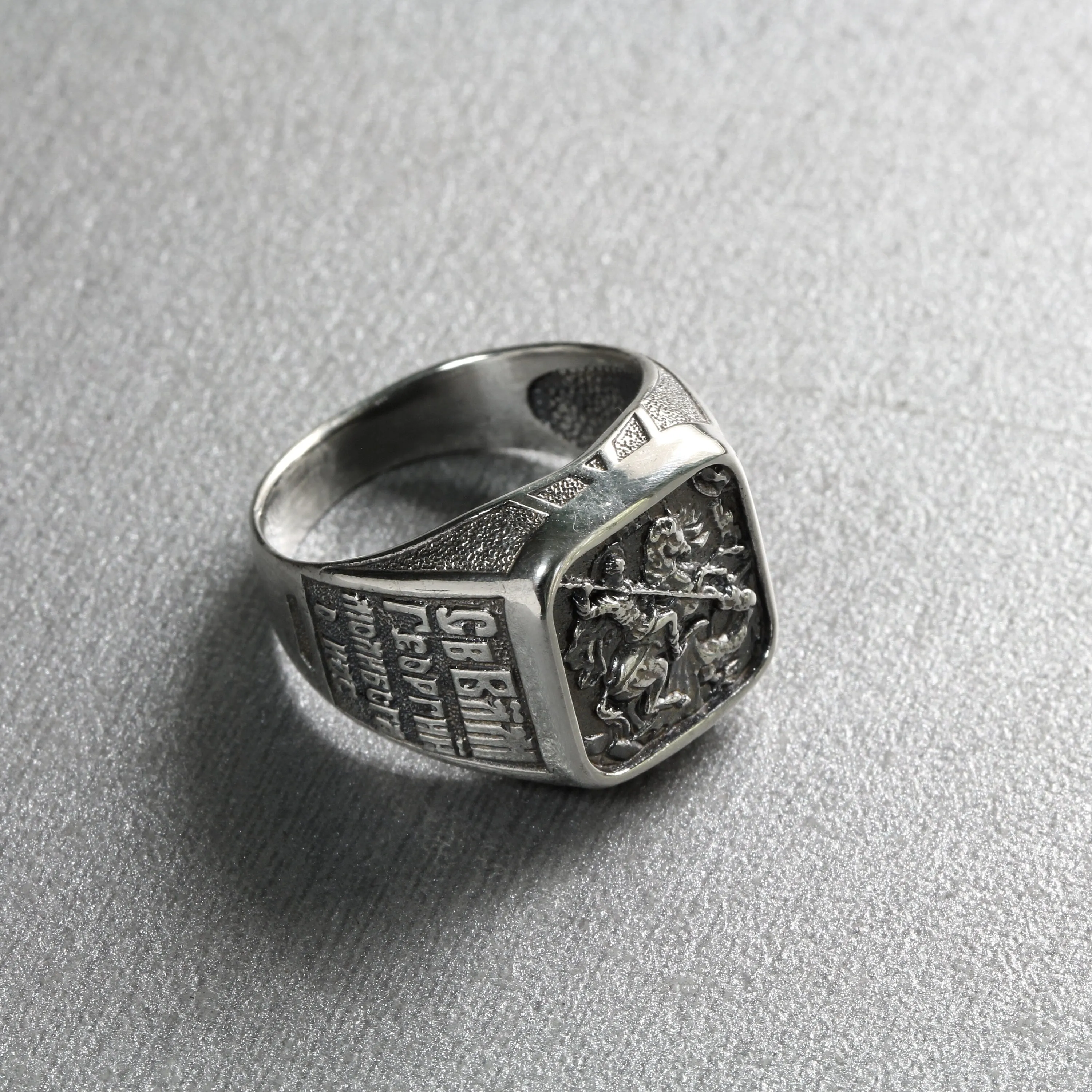 The Saint George the Victorious Men's Ring Silver 925 Signet Guard