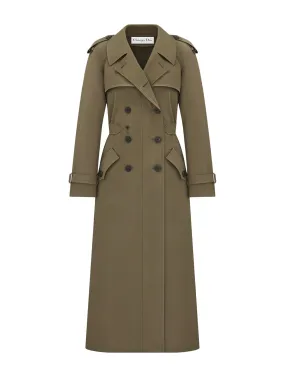 Trench coat in khaki cotton gabardine