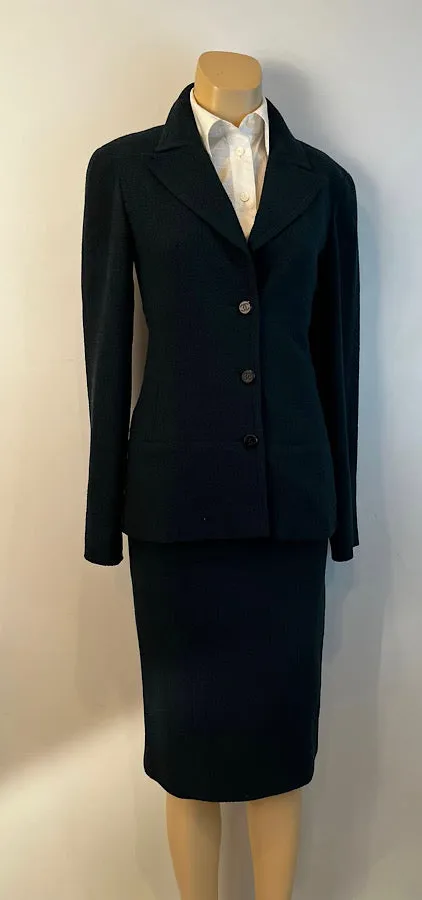 Vintage Chanel 98A 1998 Fall Green Jacket Skirt Suit FR 34 US 4