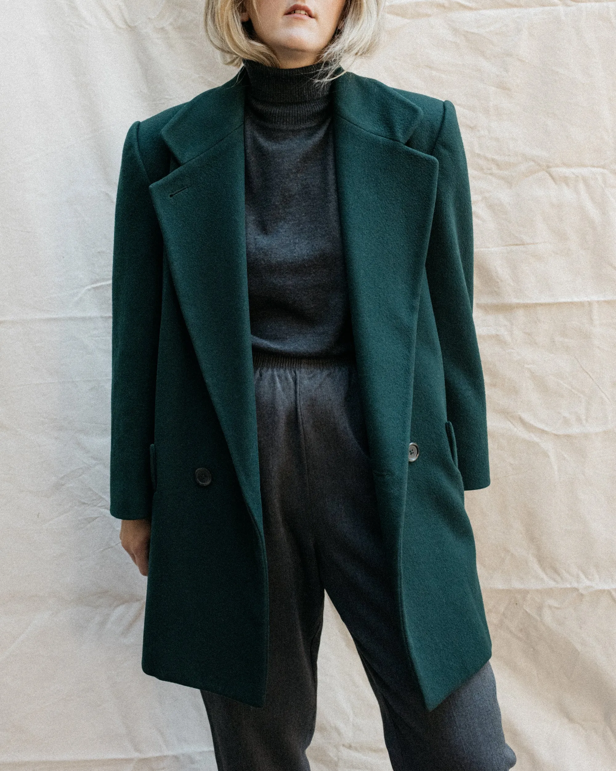 Vintage Forest Green Wool Coat (S-L)