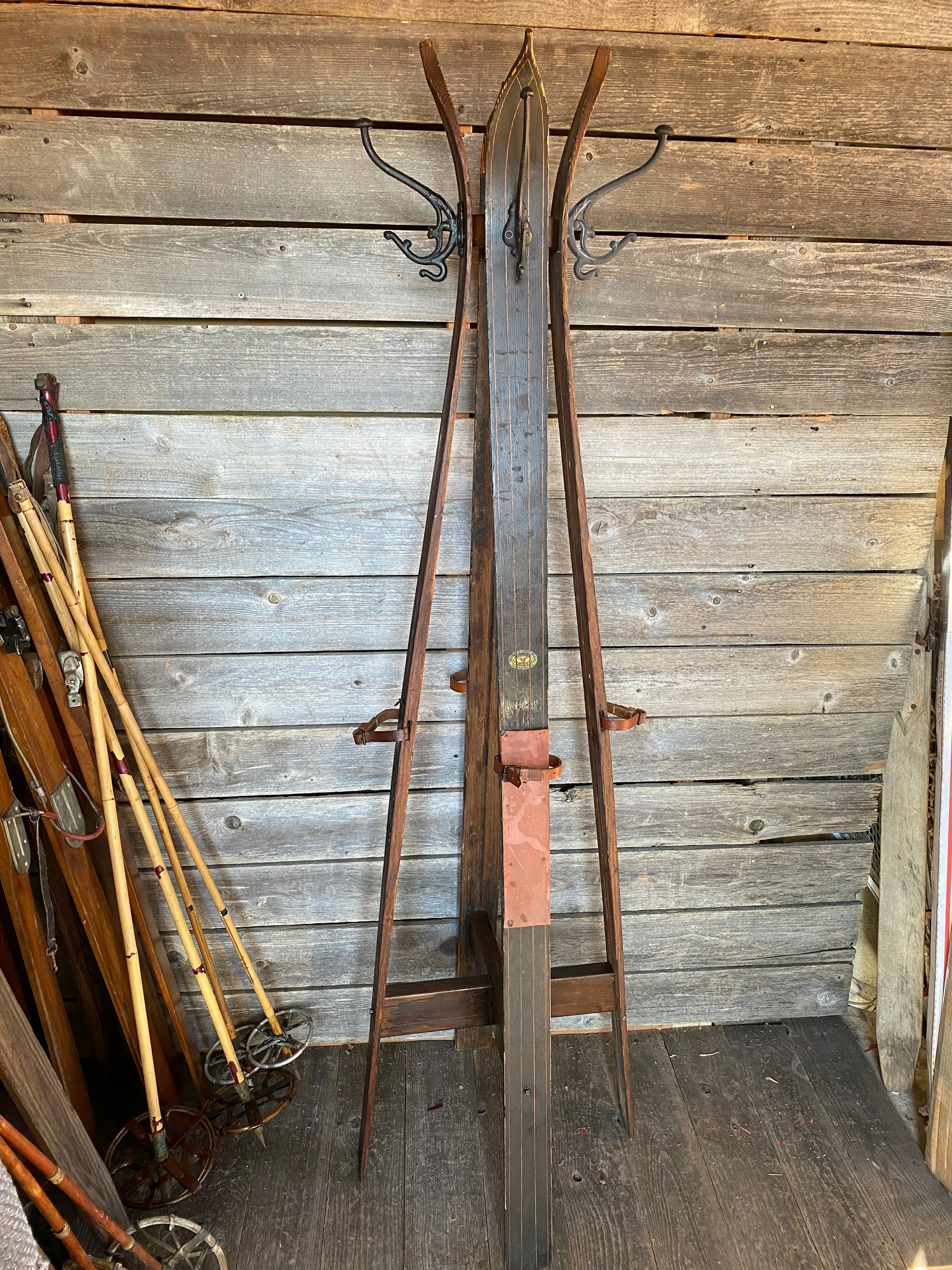 Vintage Skis Hall Tree - Standing Ski Coat Rack