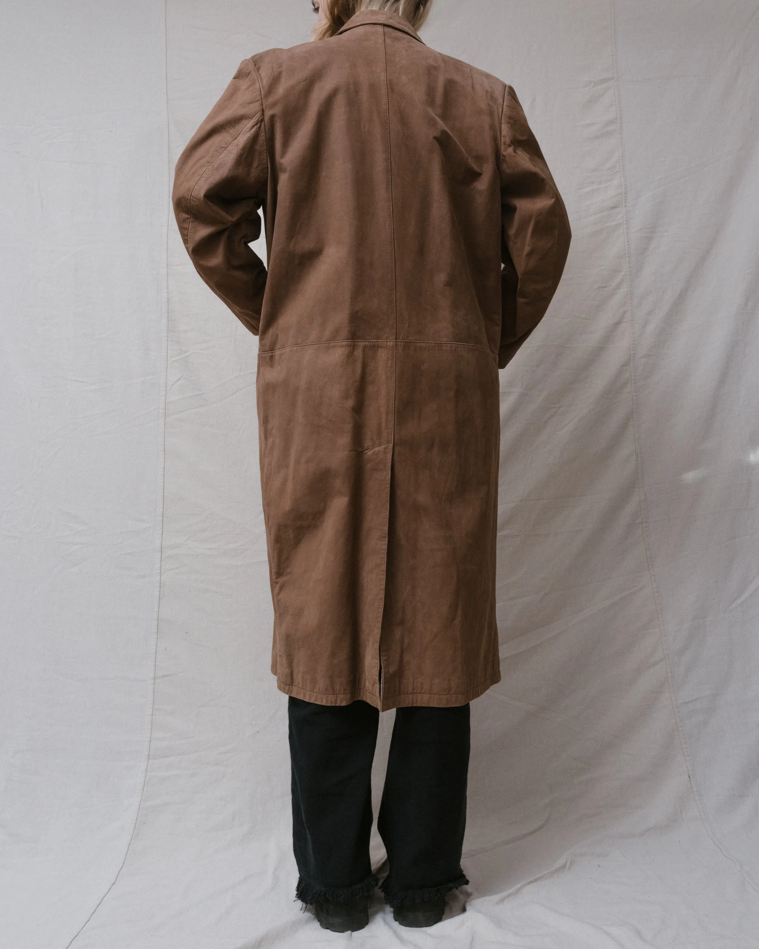 Vintage Tan Leather Coat (S/M)