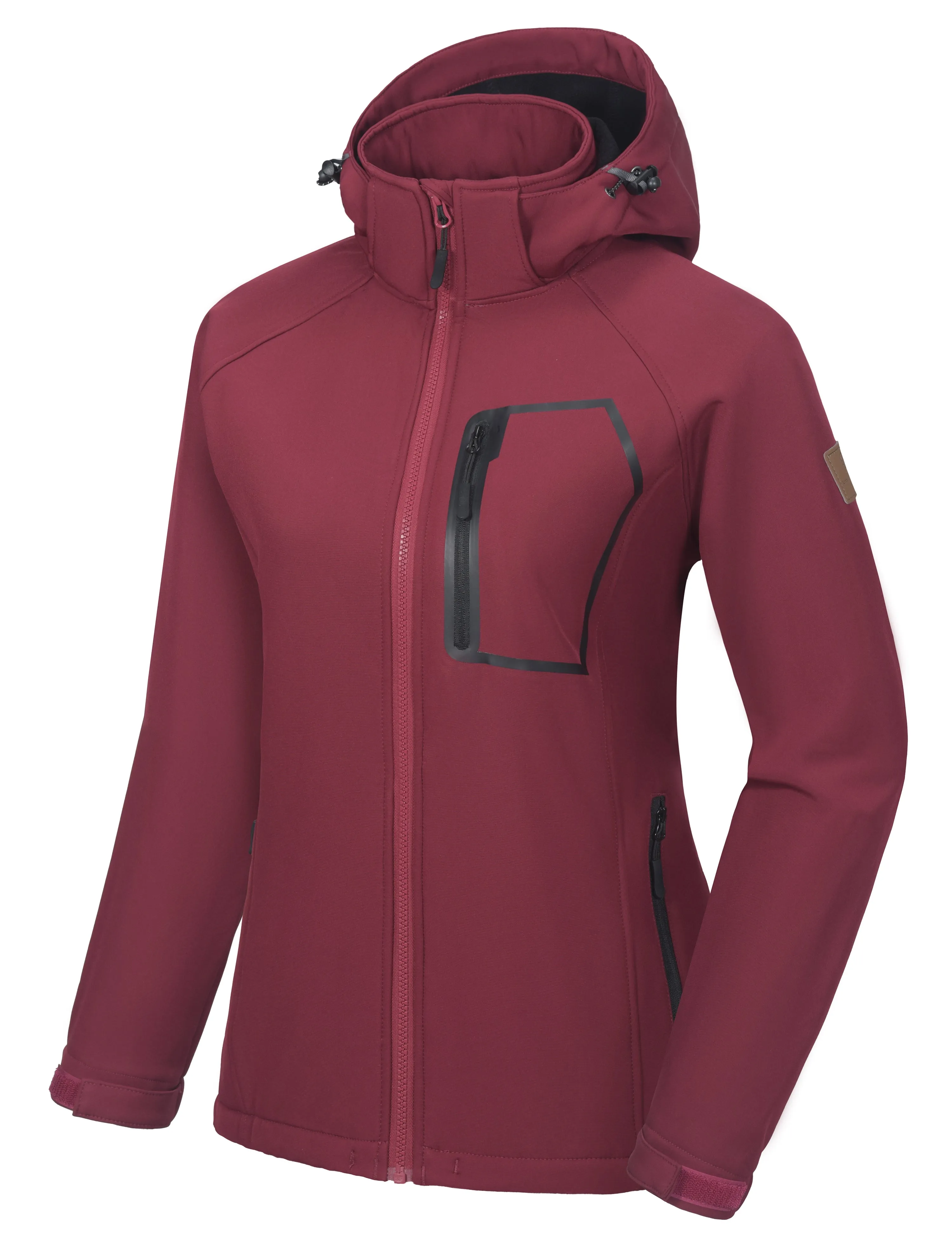 Women's Removable Hood Softshell Fleece Lined Hiking Ski Jackets