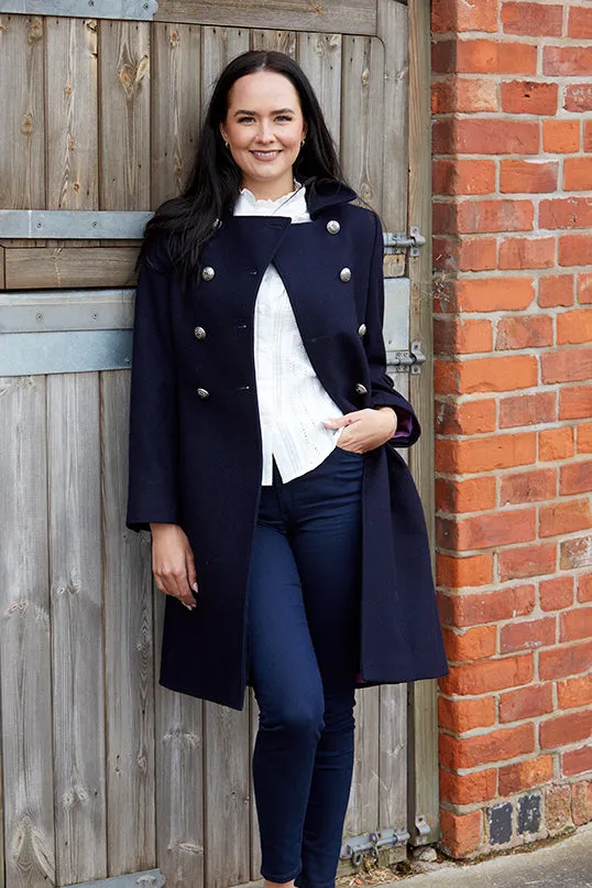 York - Navy Military Style Wool Coat - 25% OFF